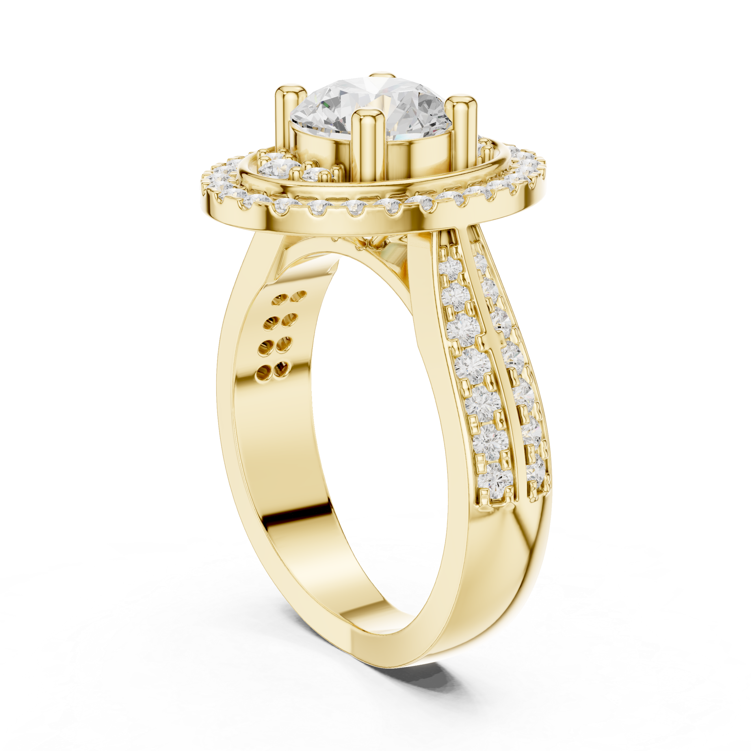 Round Diamond Double Halo Engagement Ring
