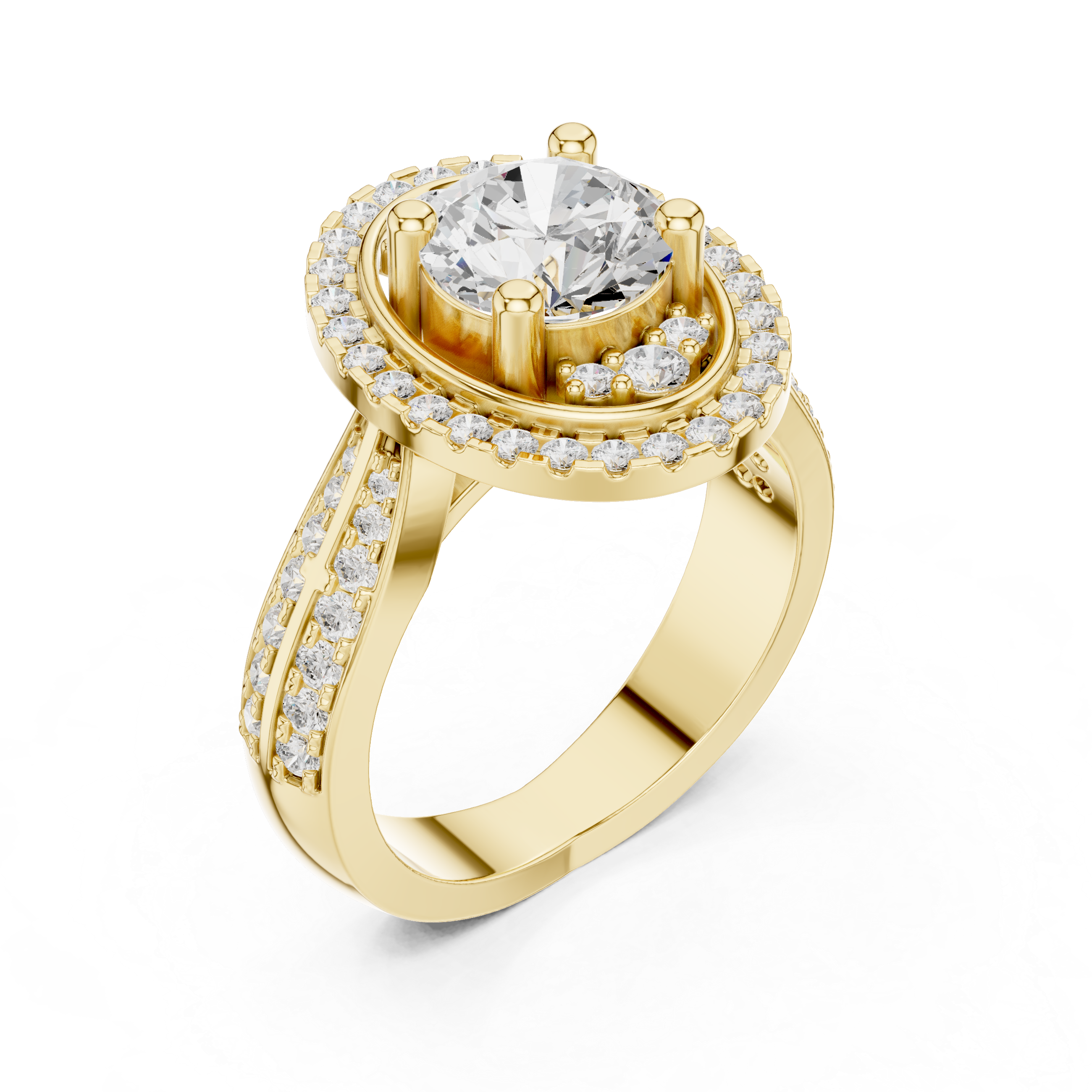 Round Diamond Double Halo Engagement Ring