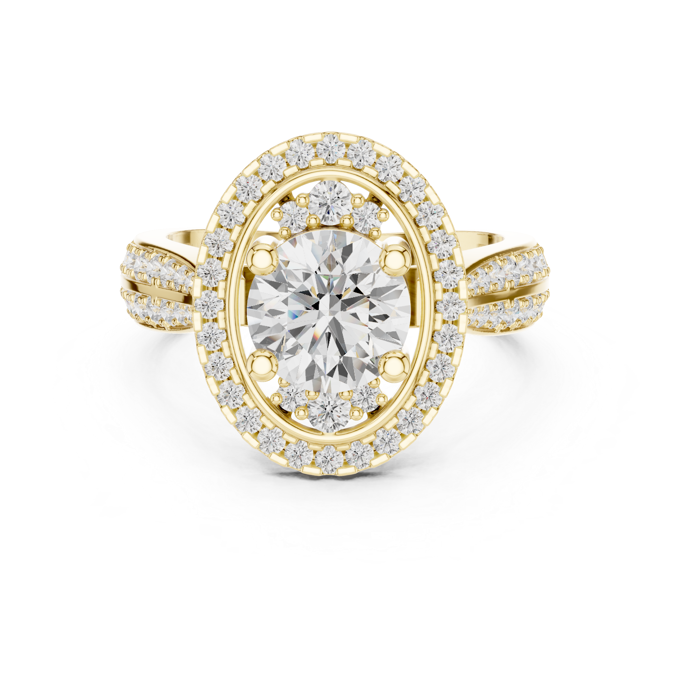 Round Diamond Double Halo Engagement Ring