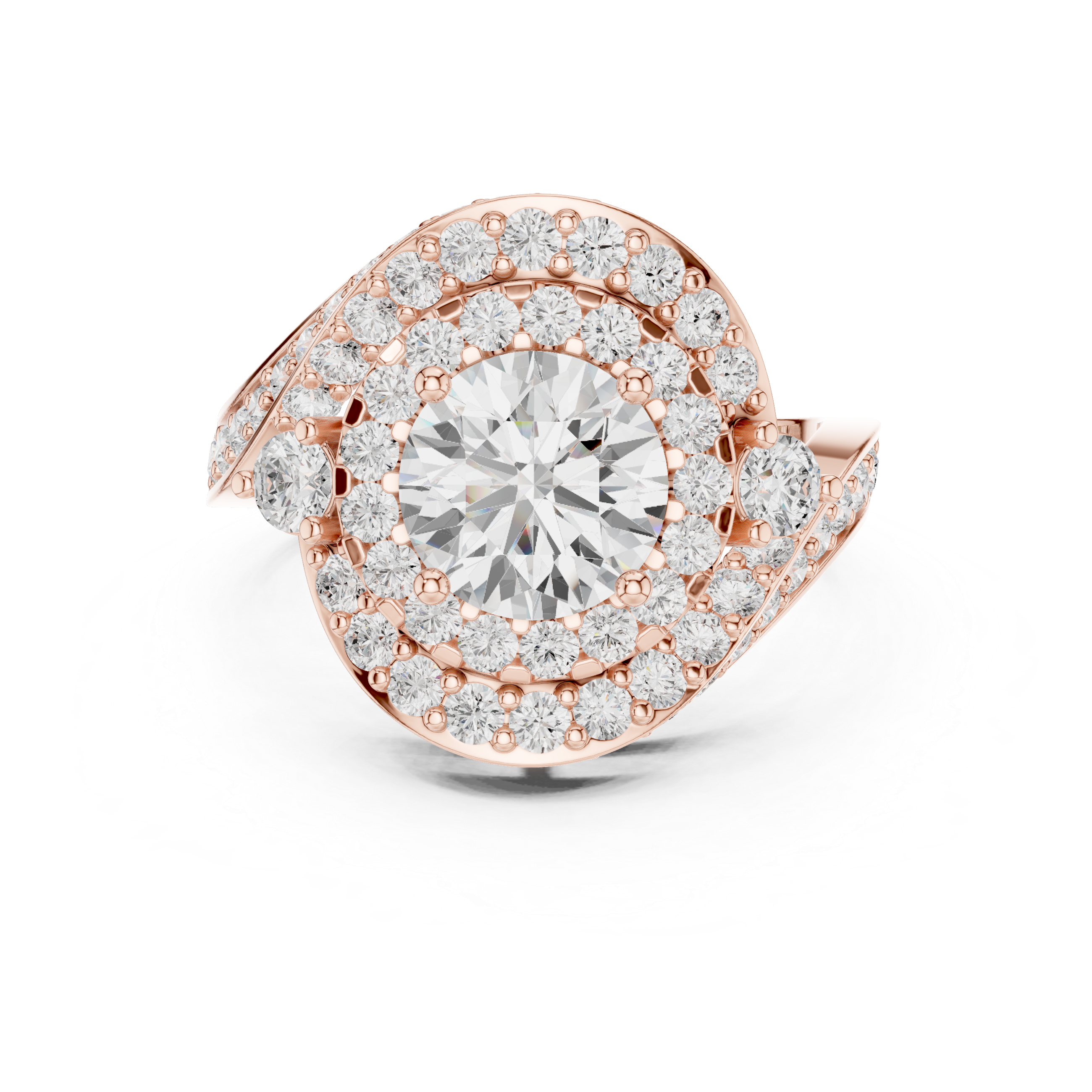 Round Diamond Double Halo Engagement Ring