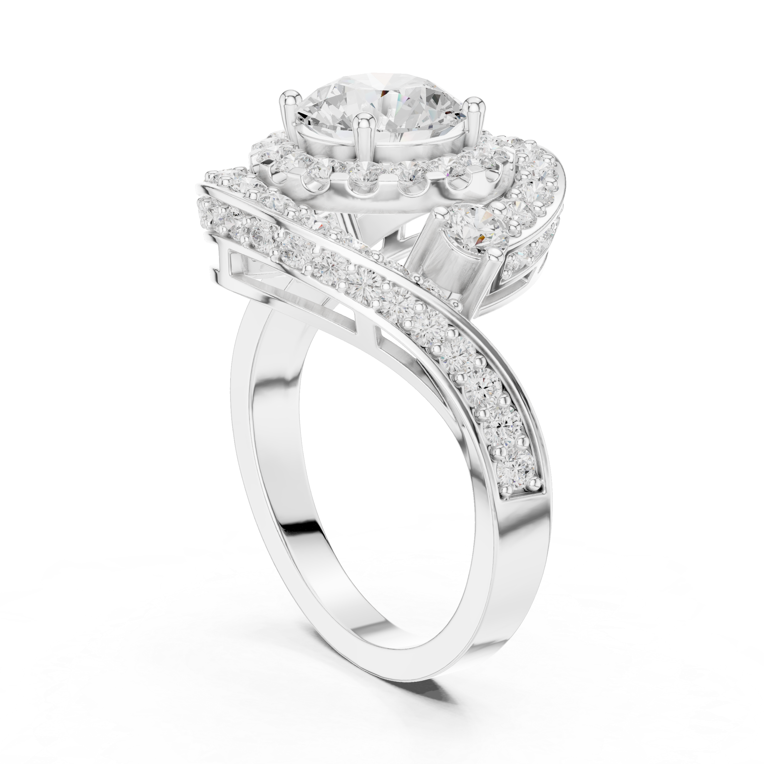 Round Diamond Double Halo Engagement Ring