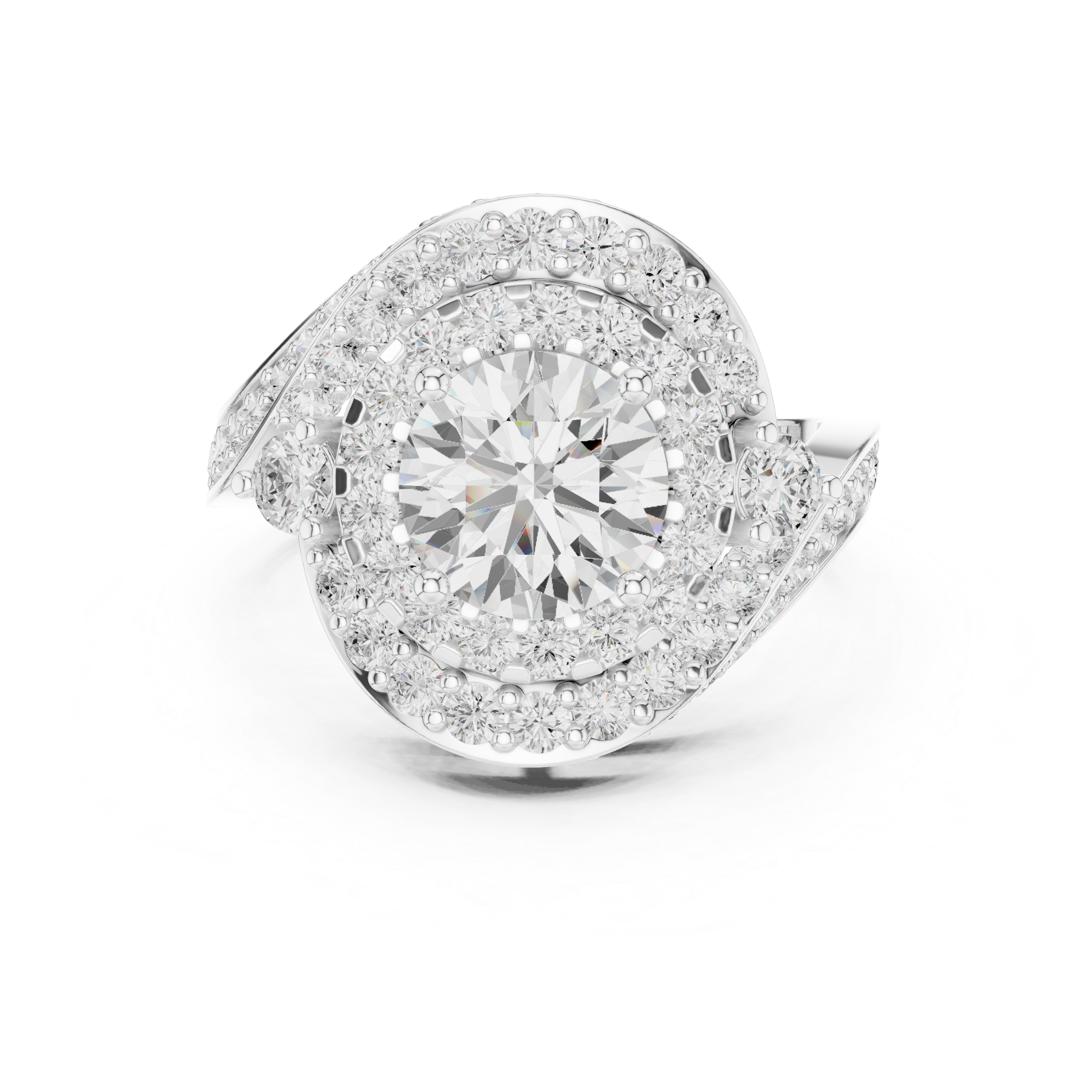 Round Diamond Double Halo Engagement Ring