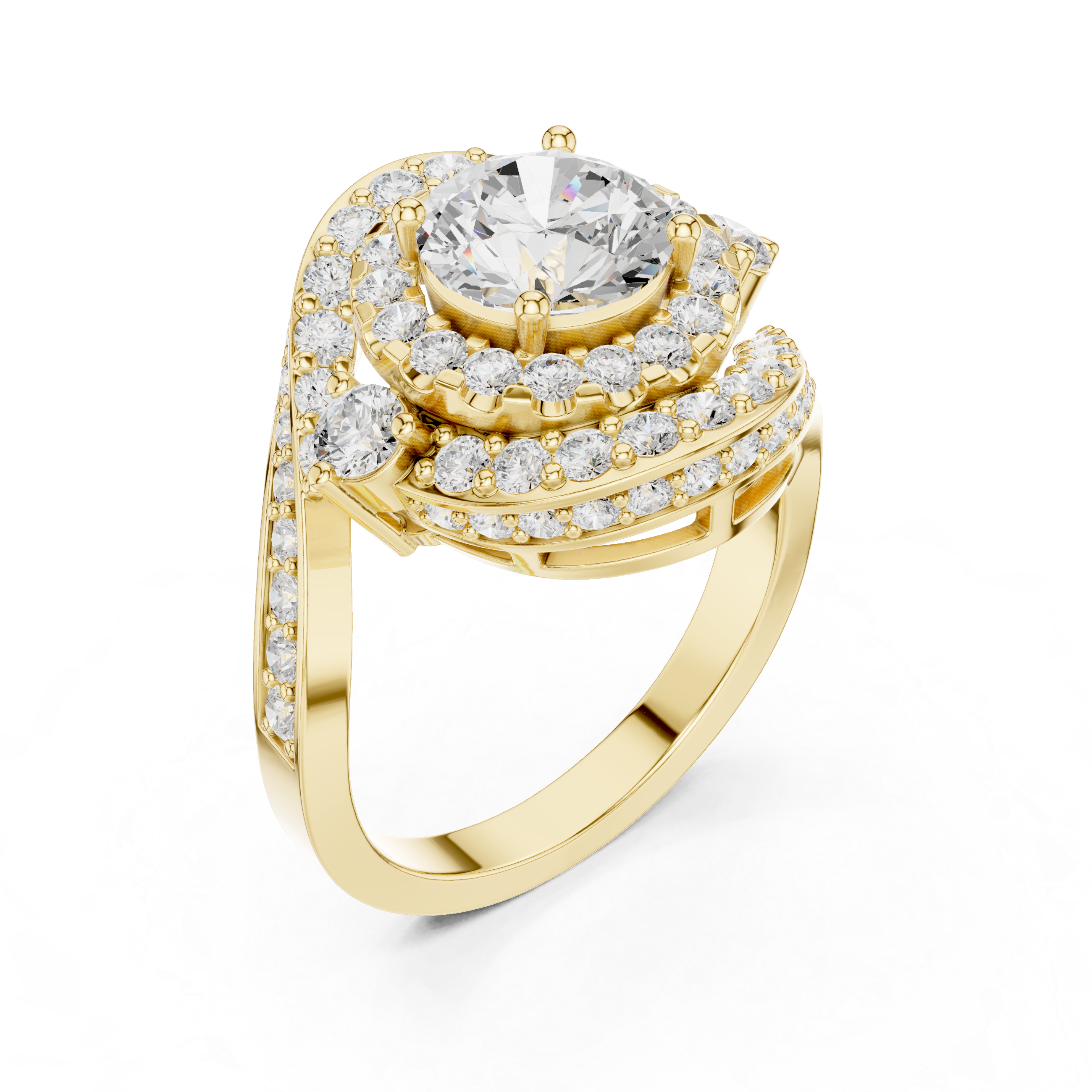 Round Diamond Double Halo Engagement Ring
