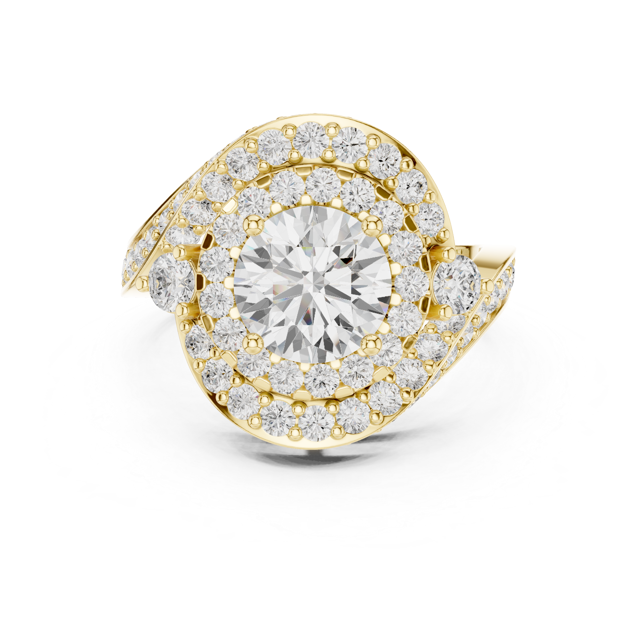 Round Diamond Double Halo Engagement Ring