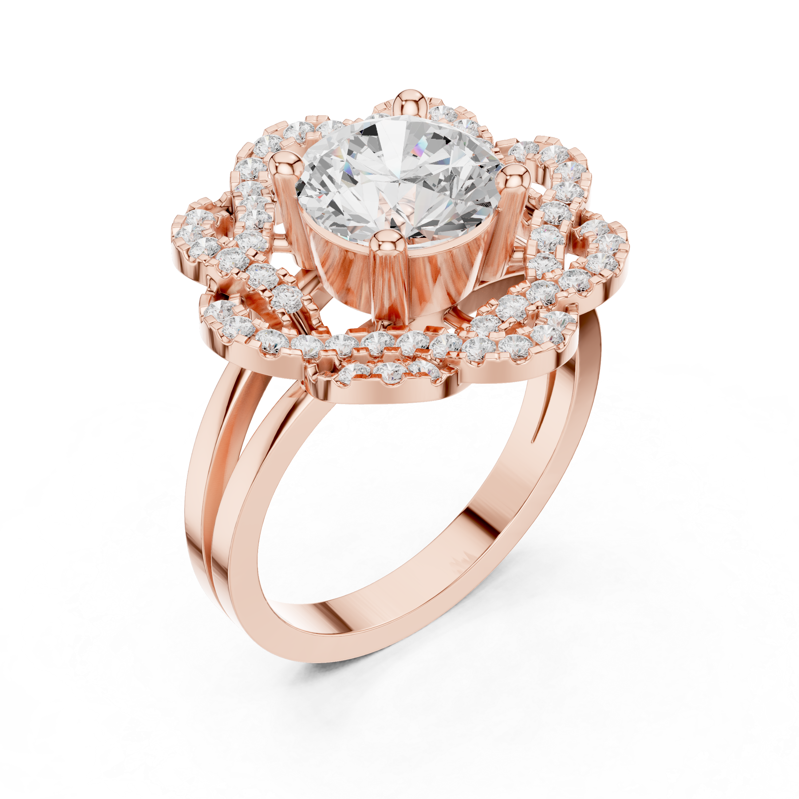 Vintage Floral Openwork Diamond Engagement Ring