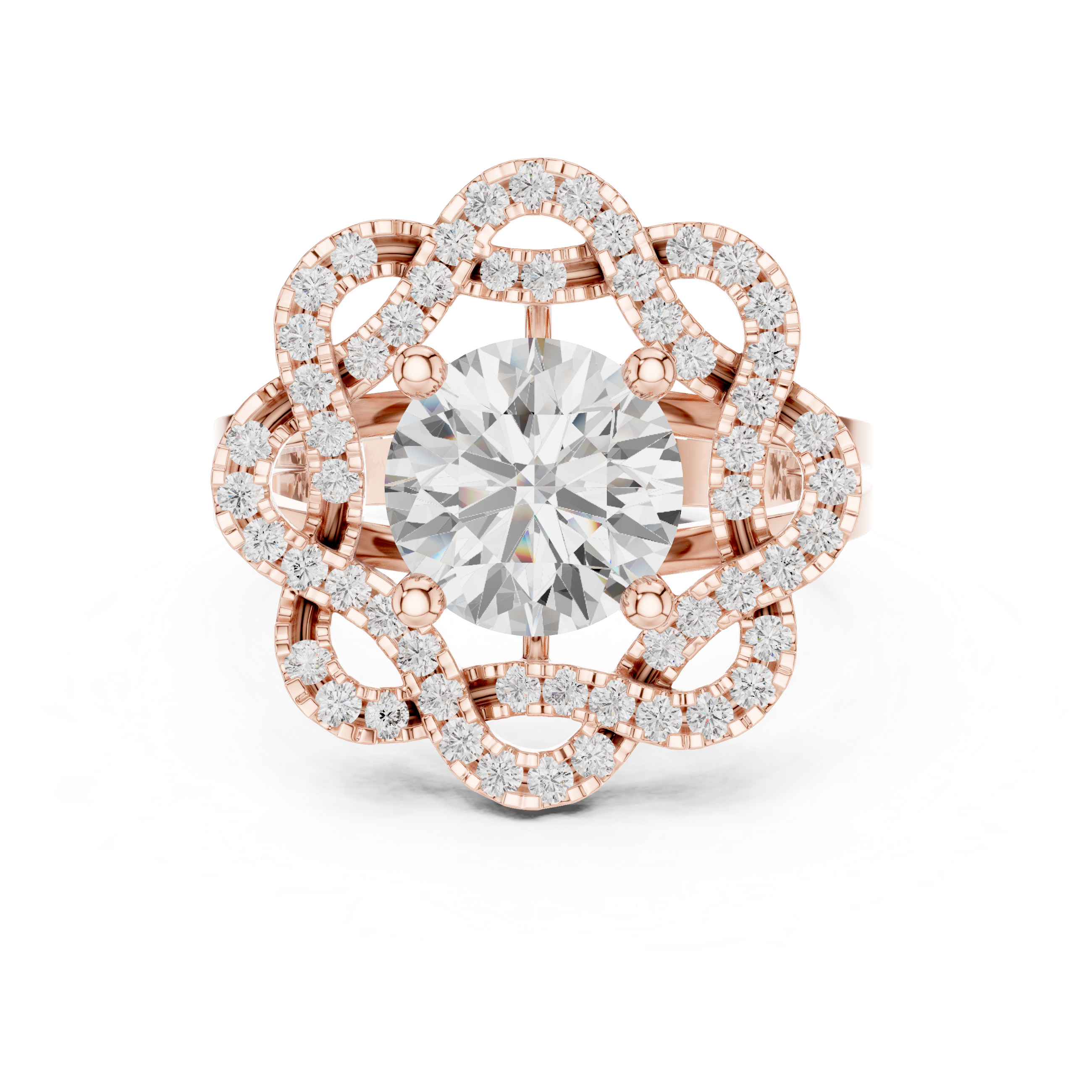 Vintage Floral Openwork Diamond Engagement Ring