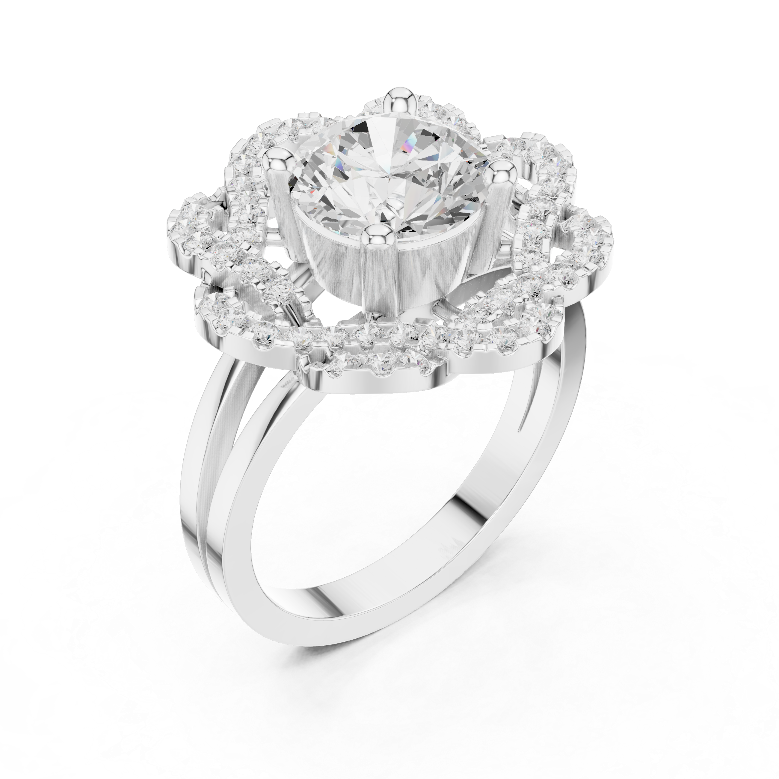 Vintage Floral Openwork Diamond Engagement Ring