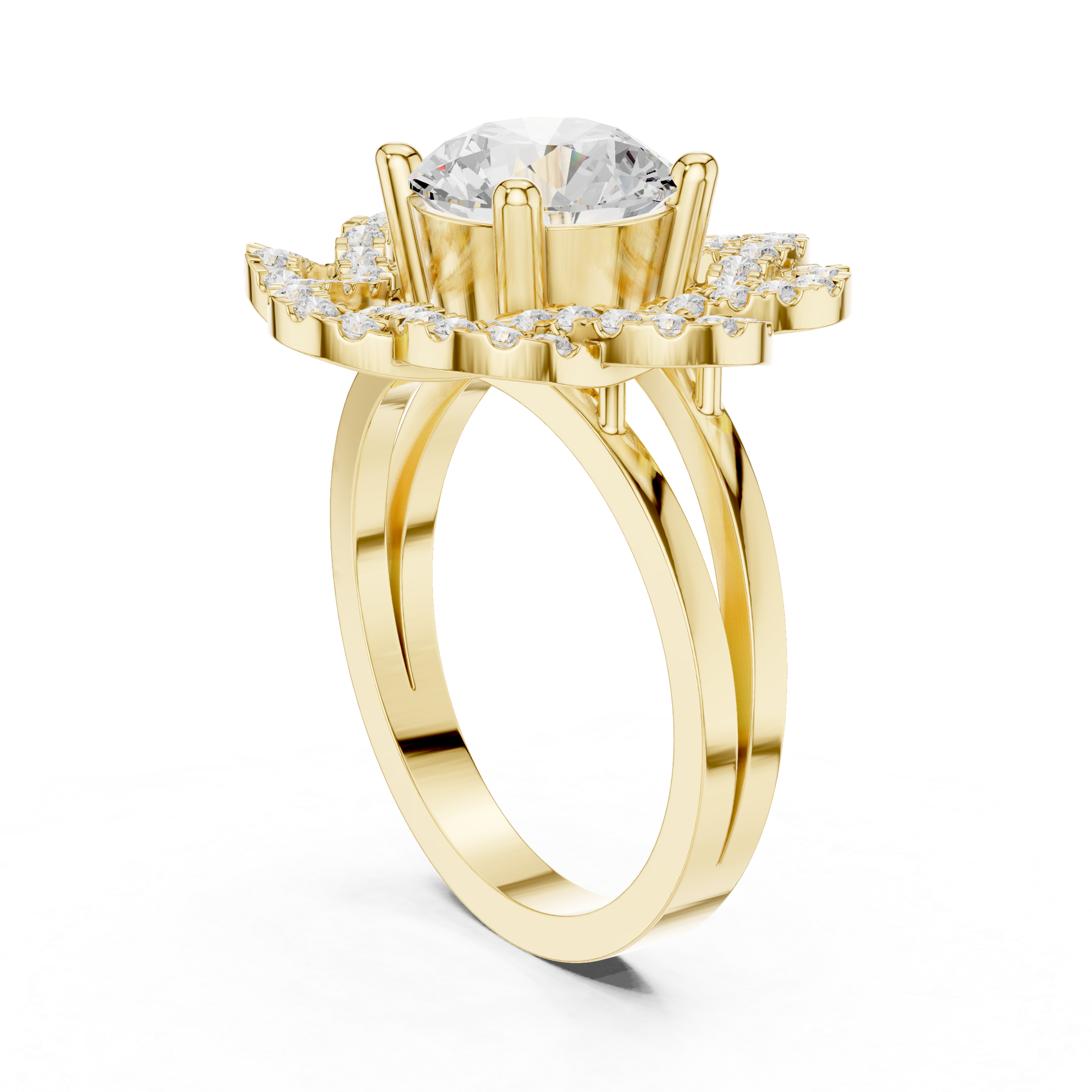 Vintage Floral Openwork Diamond Engagement Ring