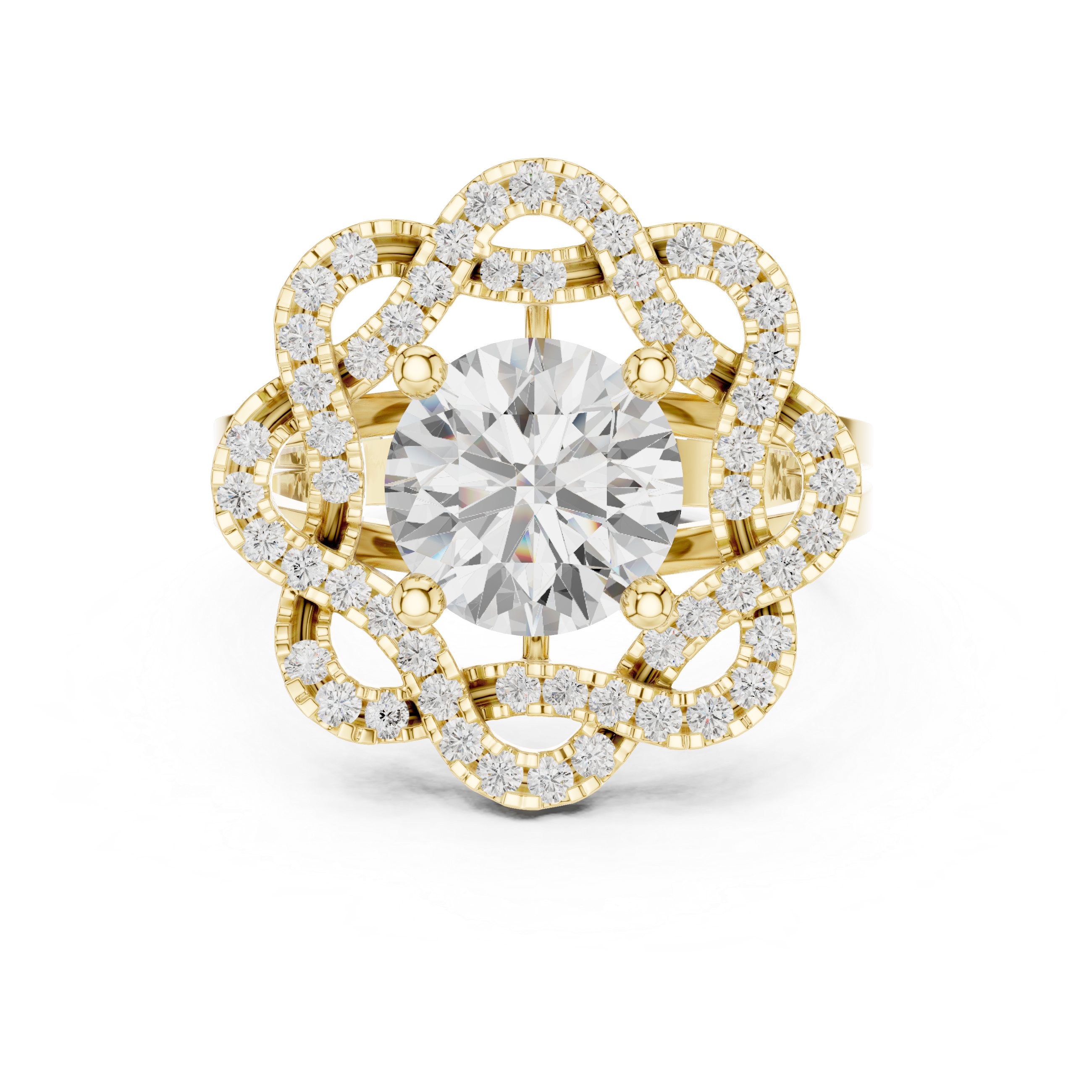 Vintage Floral Openwork Diamond Engagement Ring