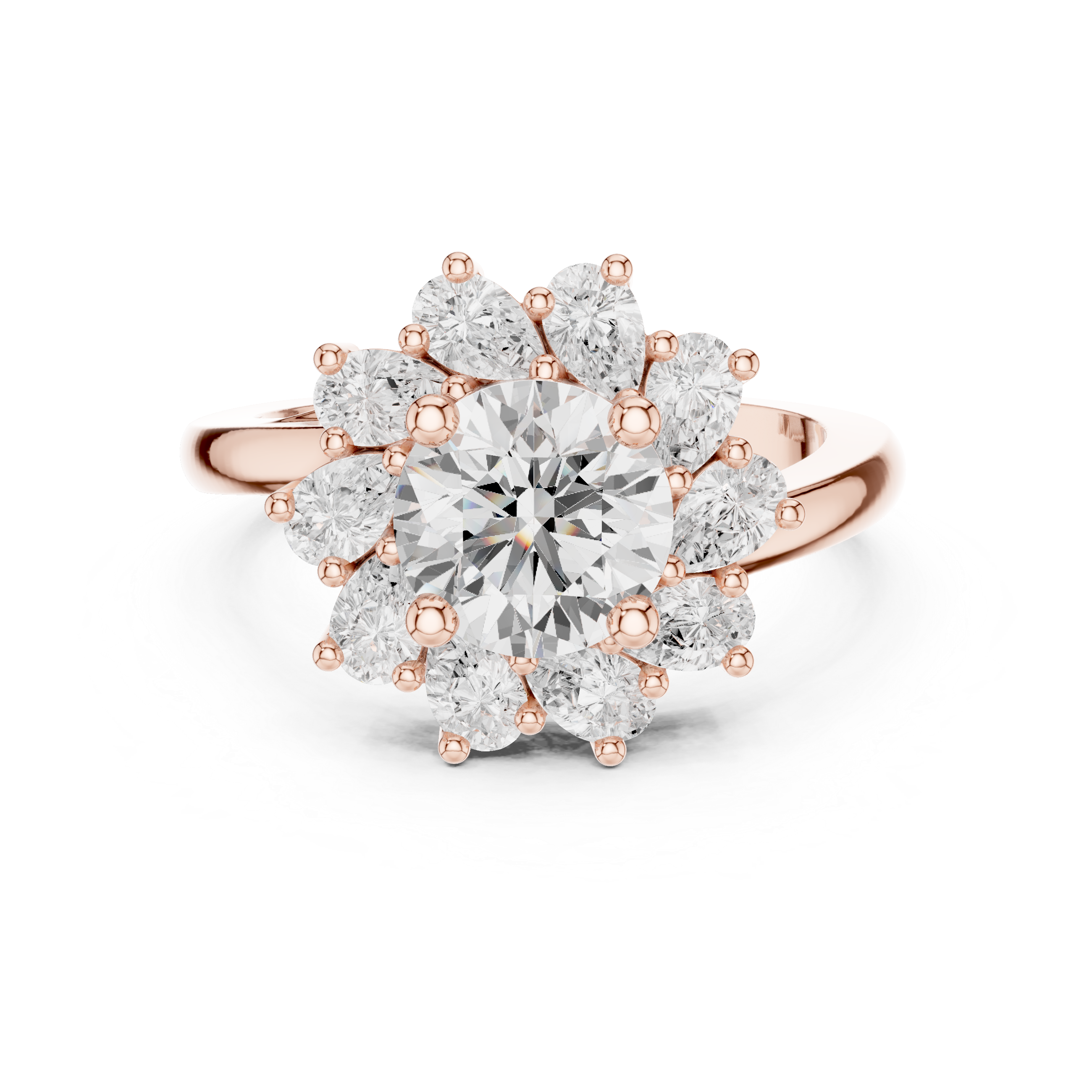 Floral Pear Diamond Halo Engagement Ring