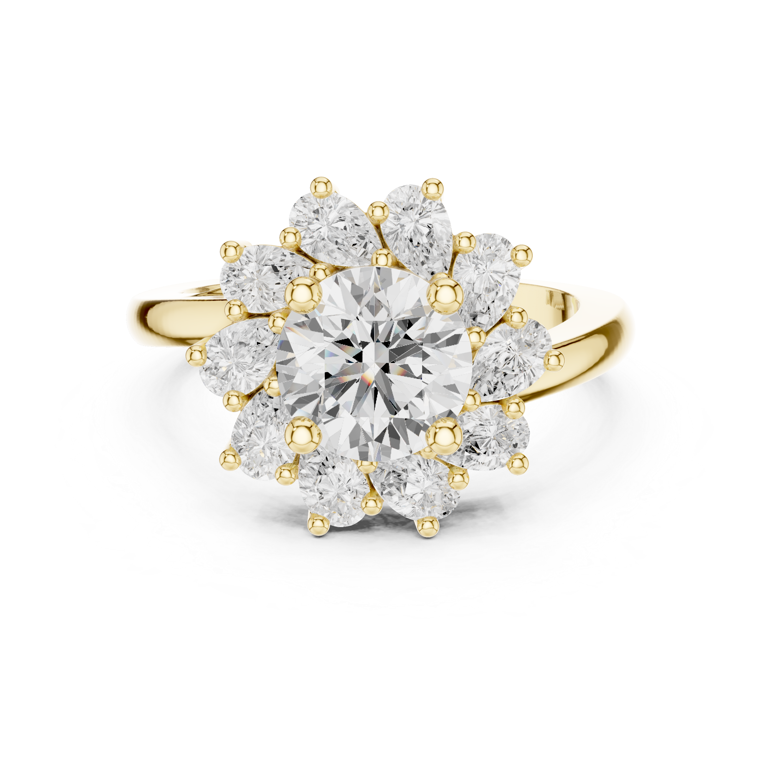 Floral Pear Diamond Halo Engagement Ring