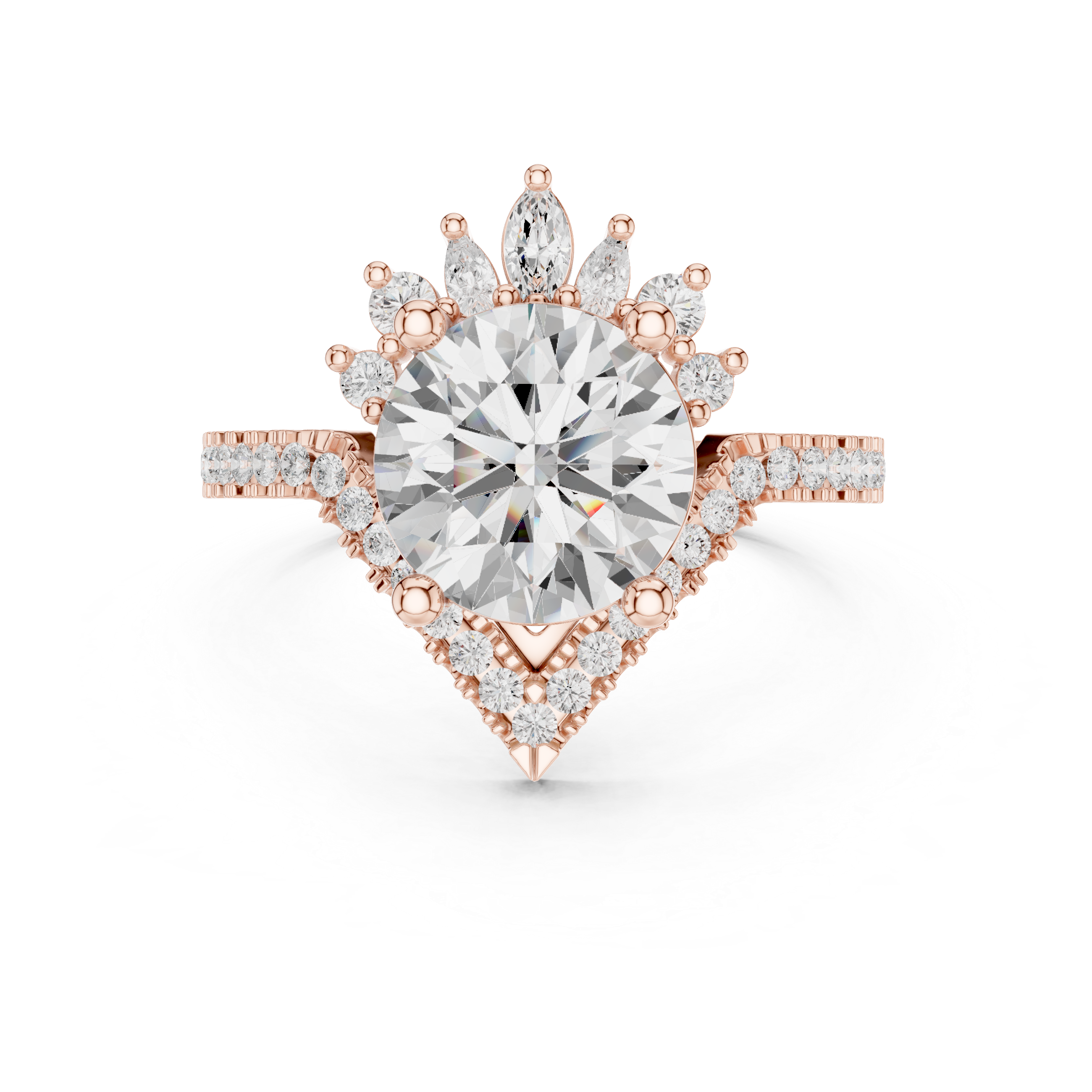 Vintage Sunburst Halo Diamond Engagement Ring
