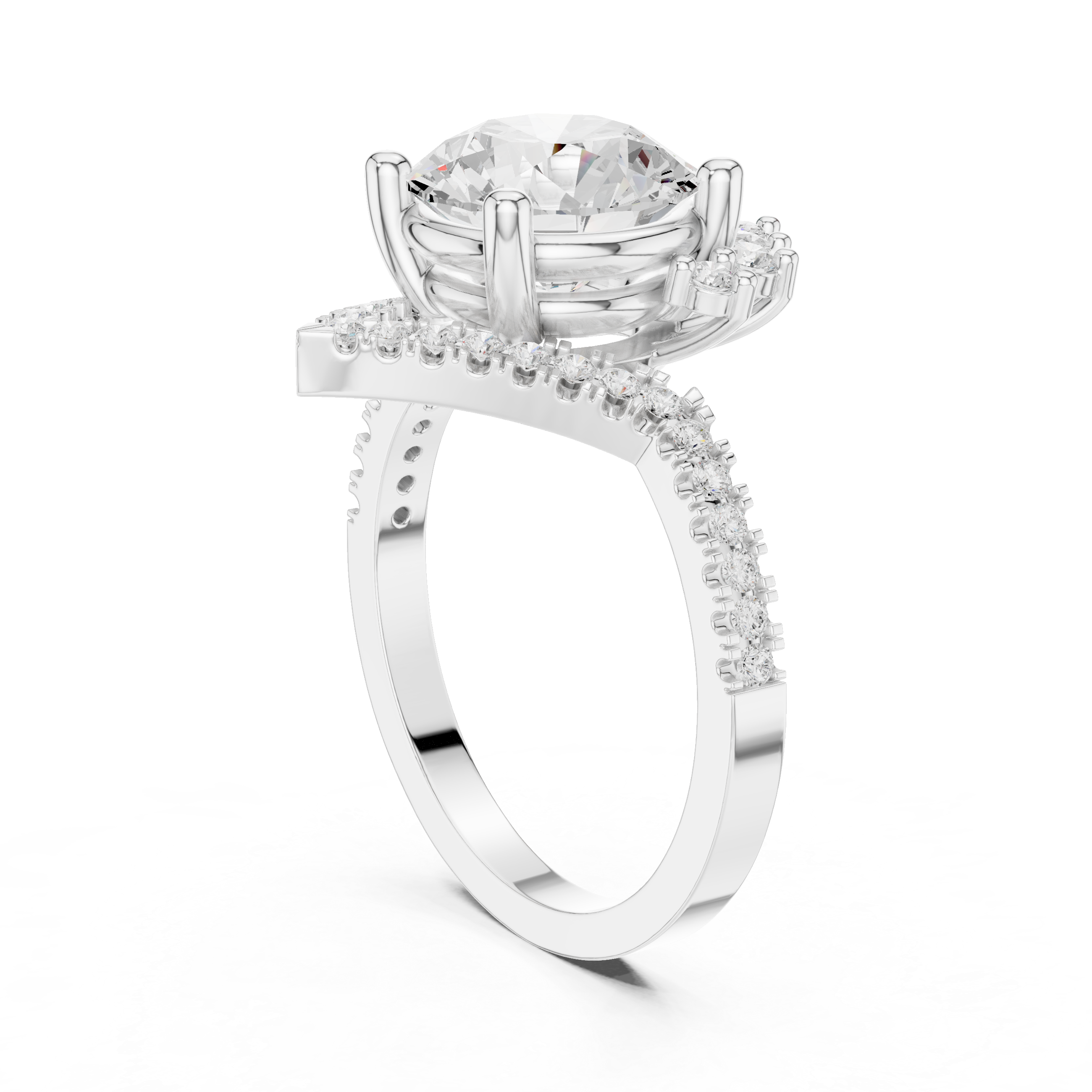 Vintage Sunburst Halo Diamond Engagement Ring