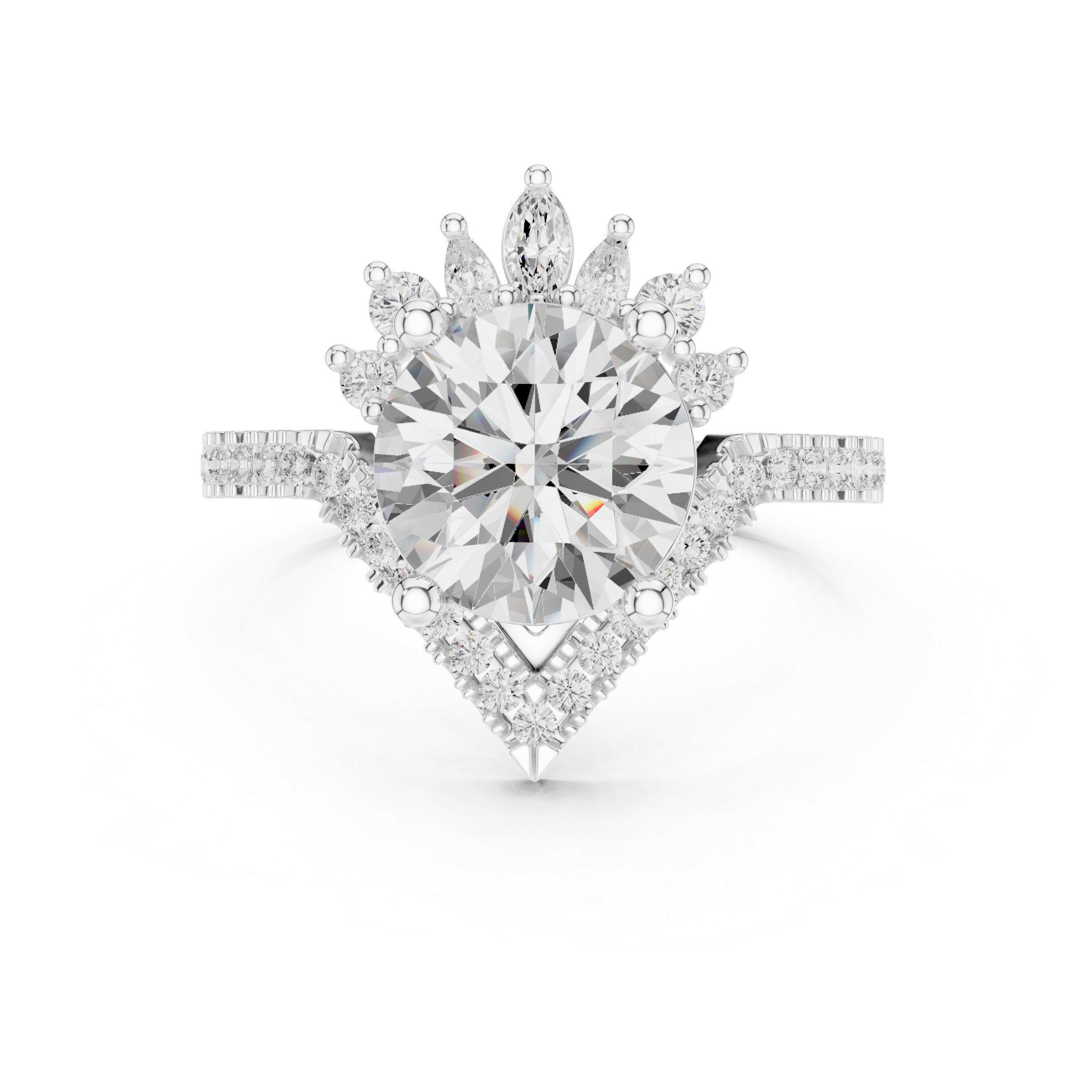 Vintage Sunburst Halo Diamond Engagement Ring
