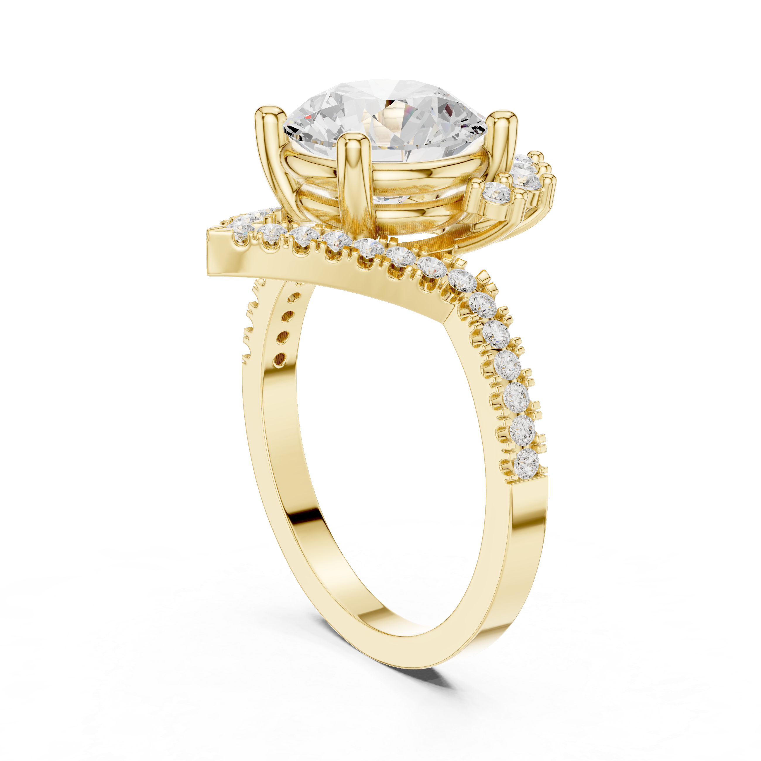 Vintage Sunburst Halo Diamond Engagement Ring