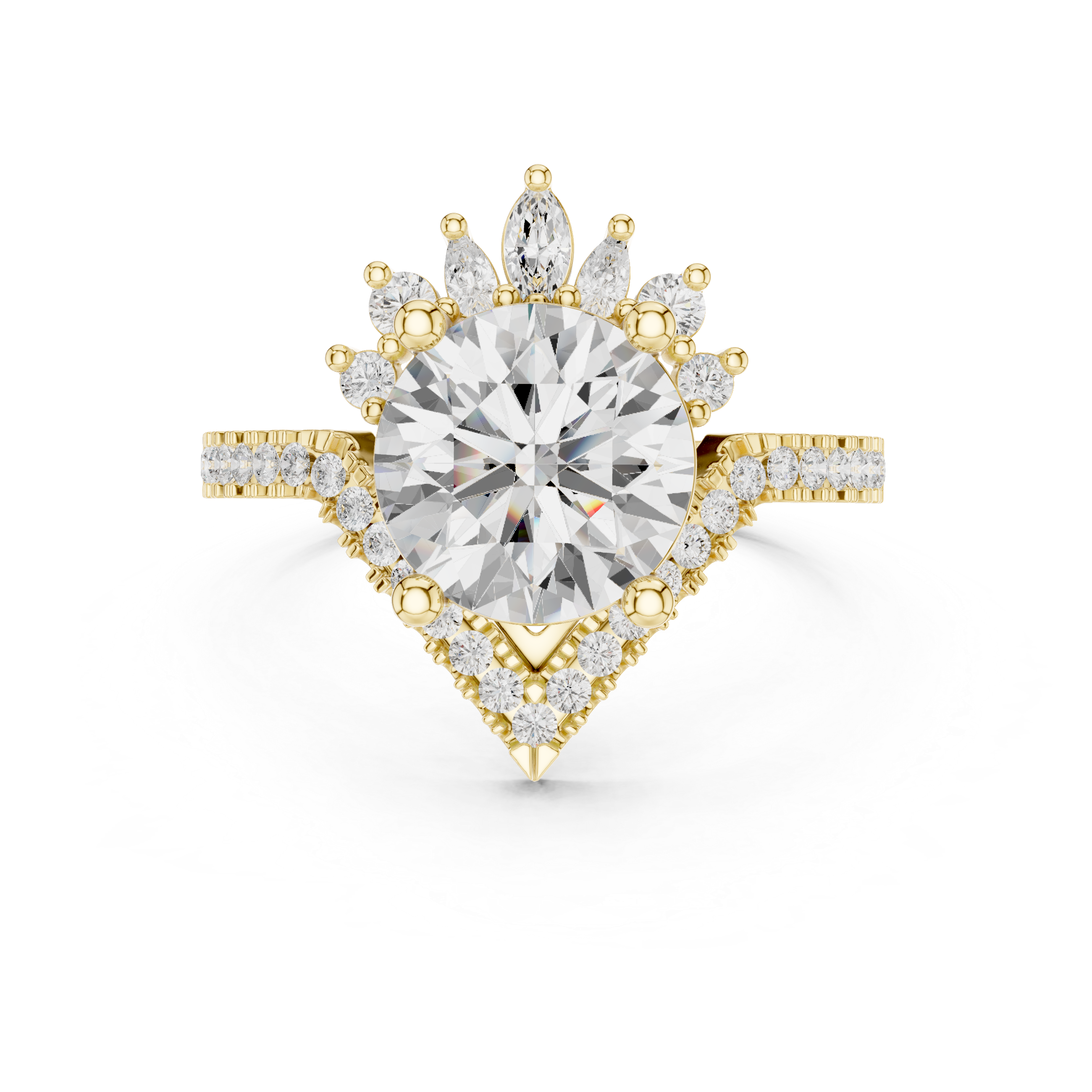 Vintage Sunburst Halo Diamond Engagement Ring