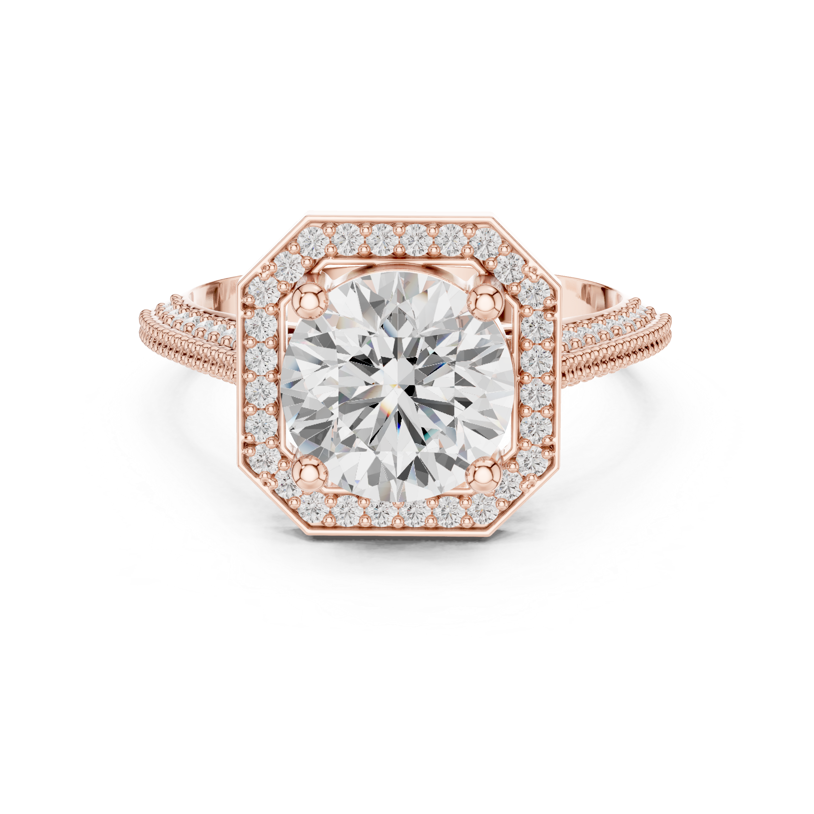 Vintage Cushion Halo Diamond Engagement Ring