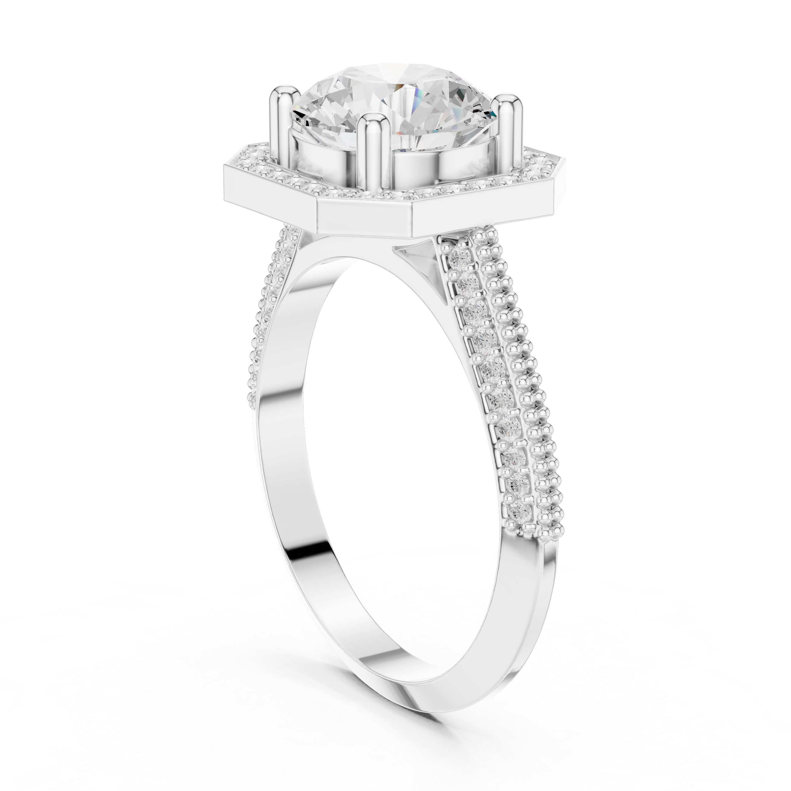 Vintage Cushion Halo Diamond Engagement Ring