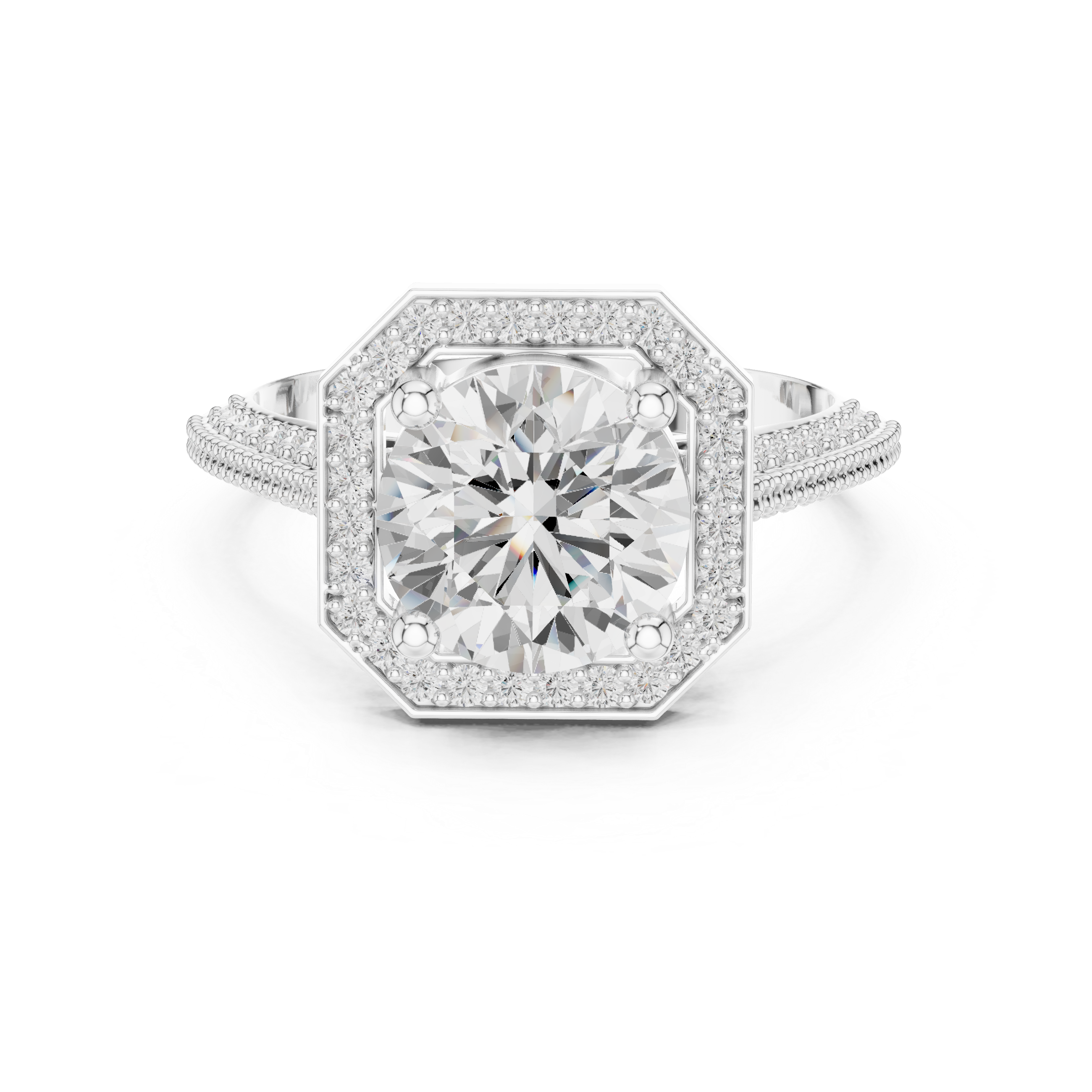Vintage Cushion Halo Diamond Engagement Ring