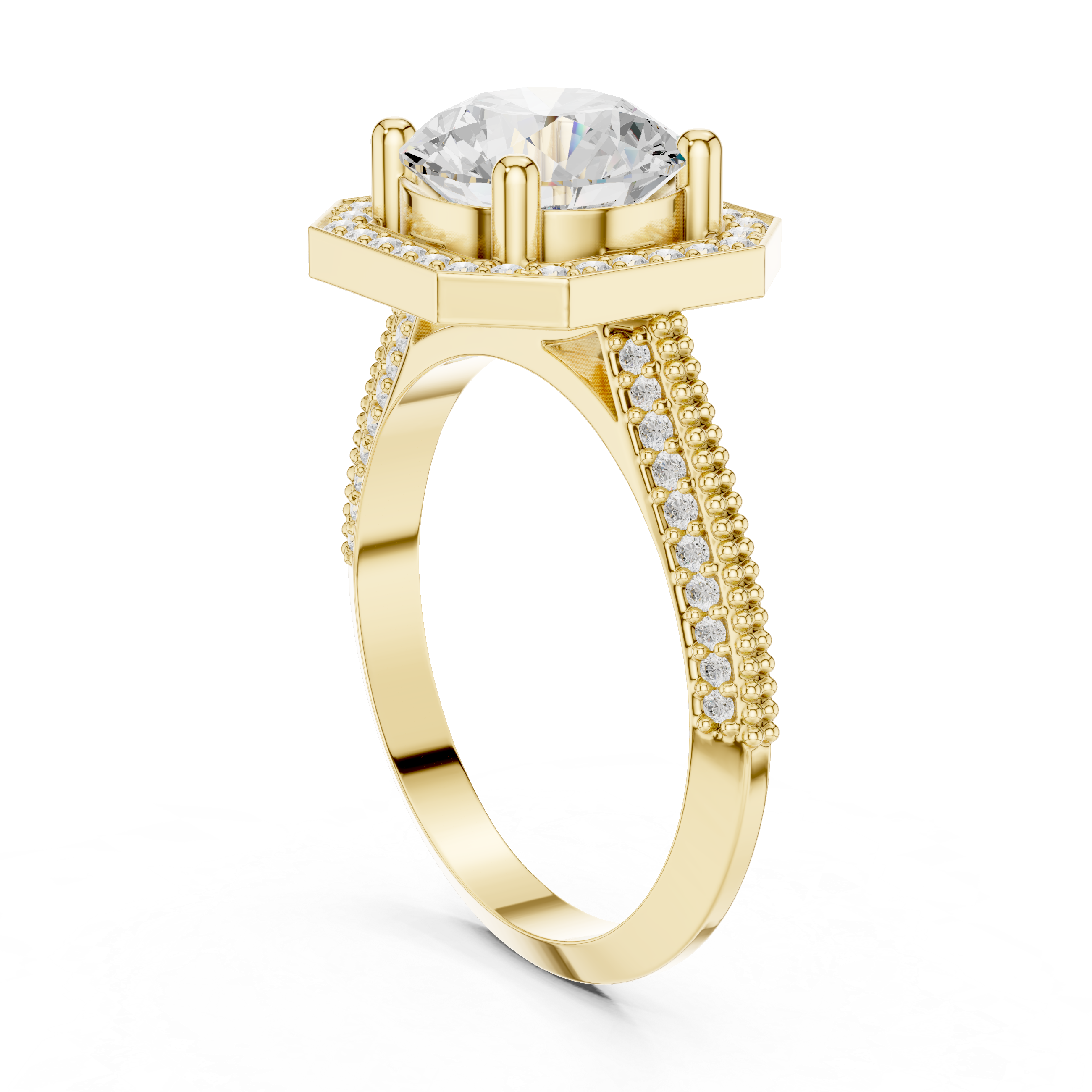 Vintage Cushion Halo Diamond Engagement Ring