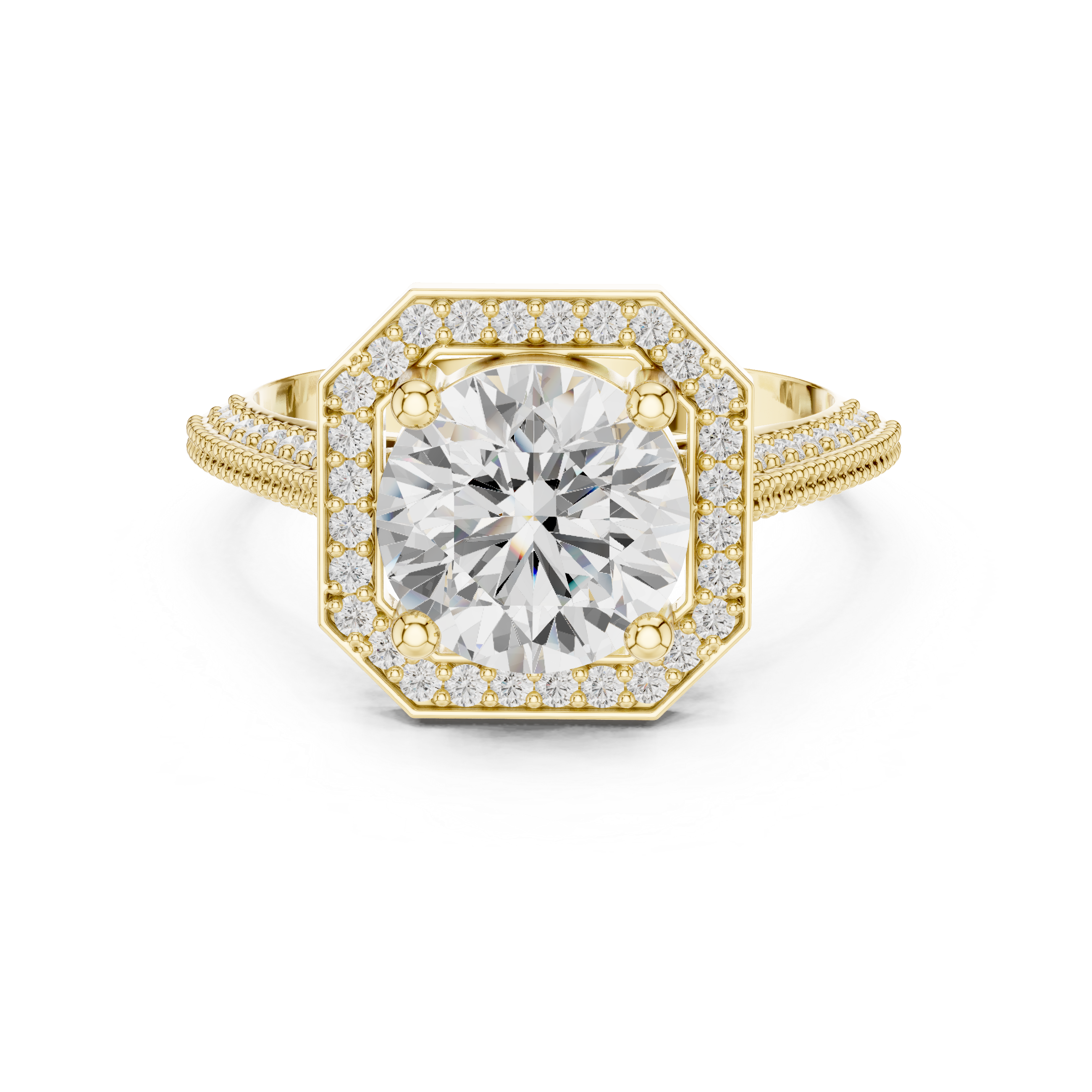 Vintage Cushion Halo Diamond Engagement Ring