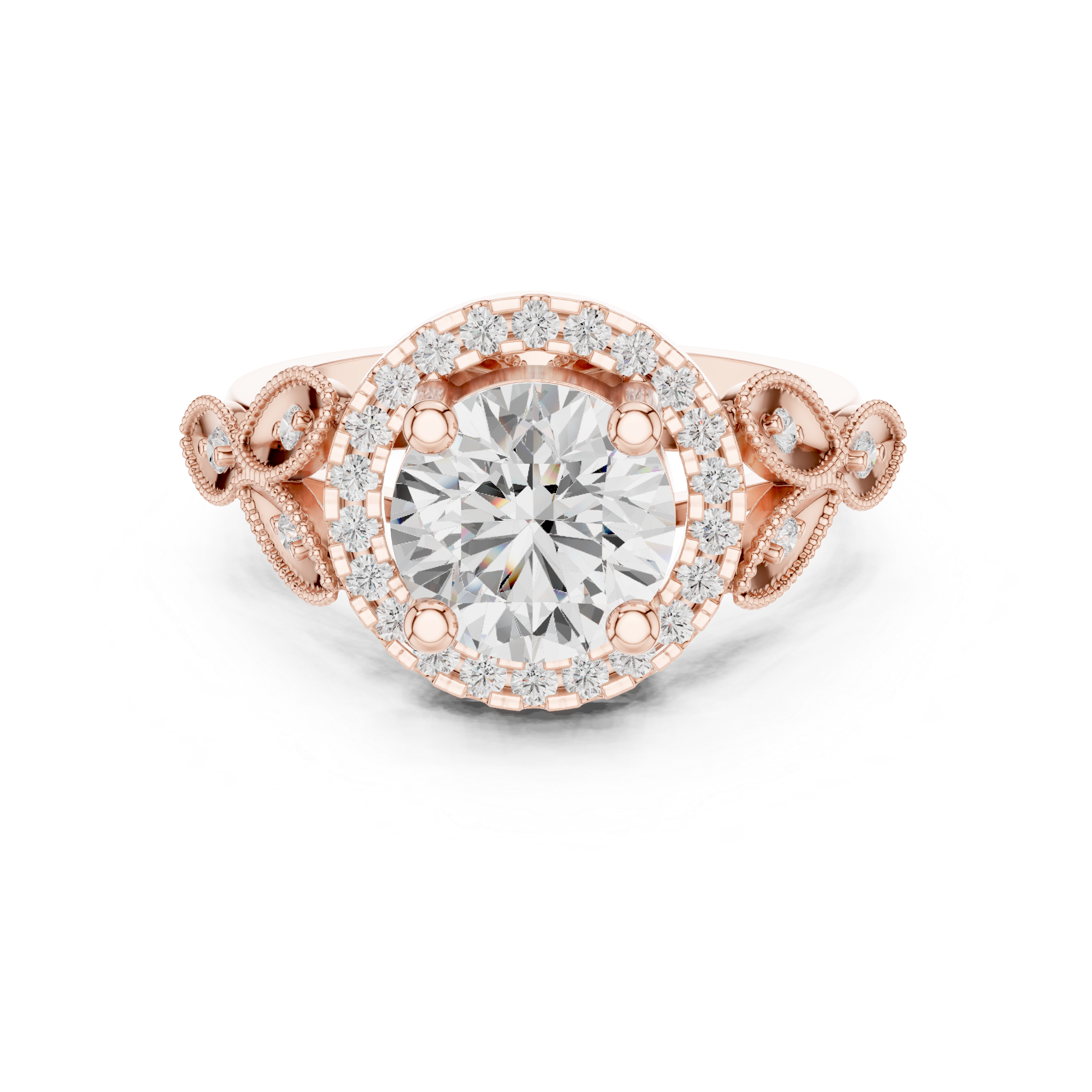 Vintage Round Halo Diamond Engagement Ring
