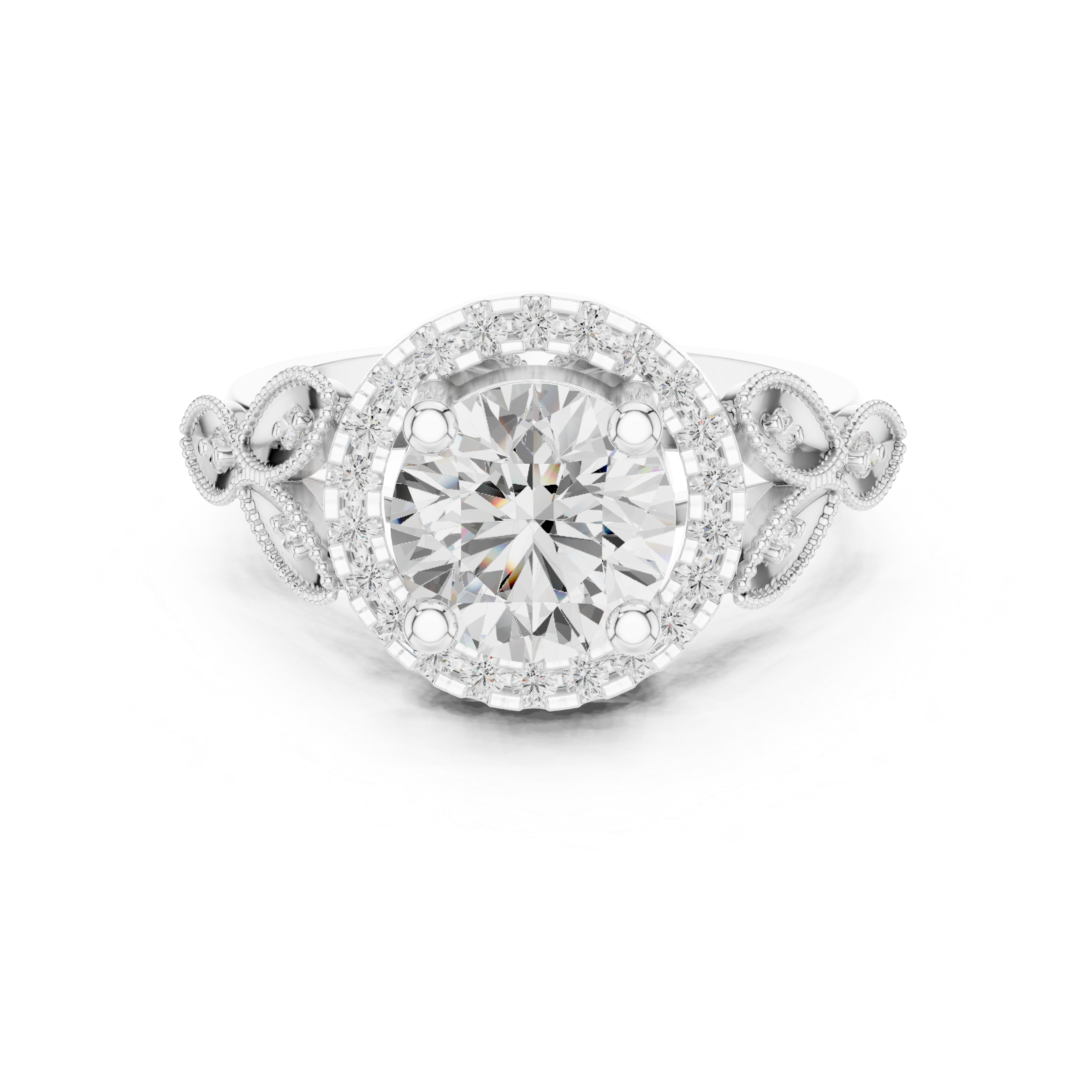 Vintage Round Halo Diamond Engagement Ring