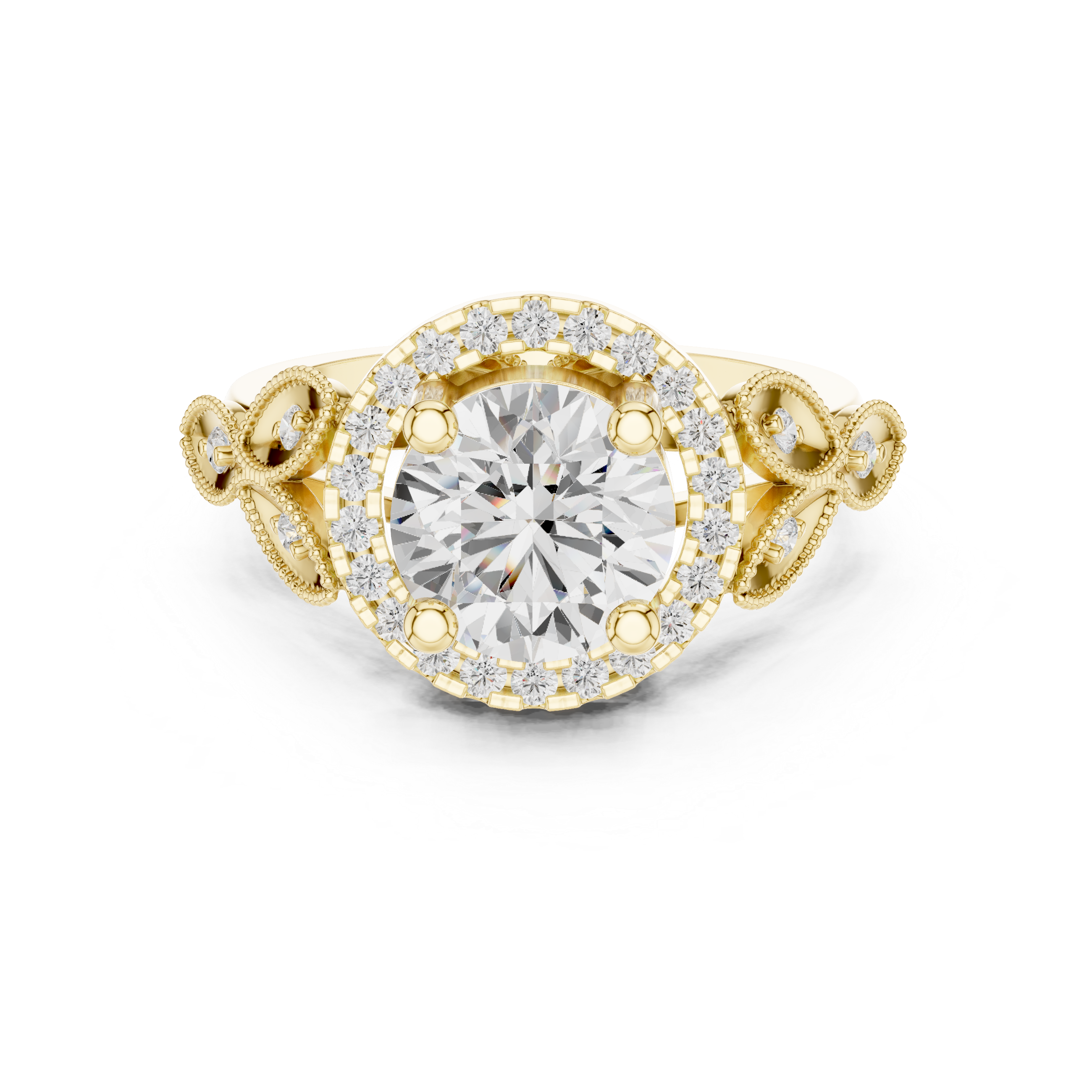 Vintage Round Halo Diamond Engagement Ring
