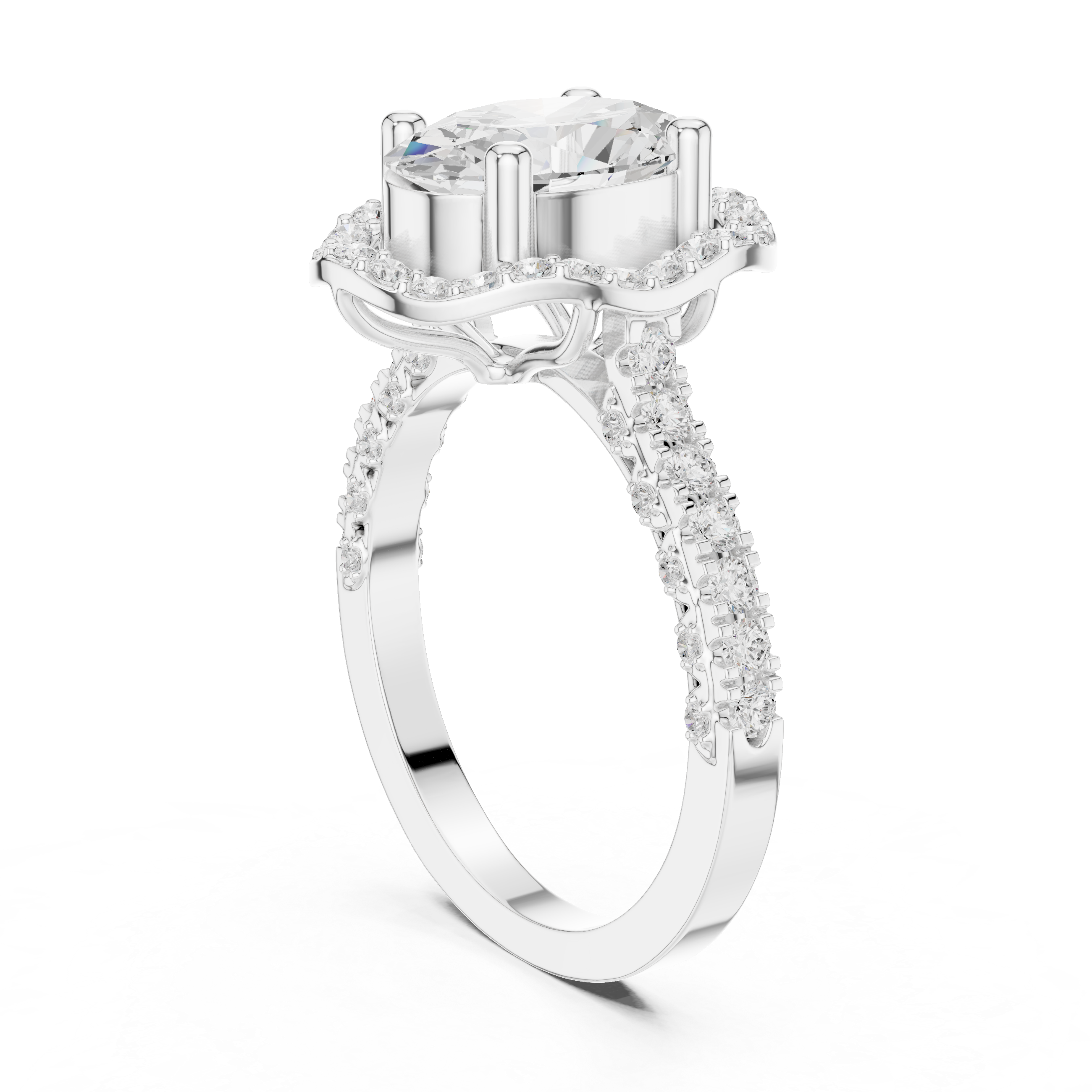 Oval Halo Diamond Engagement Ring