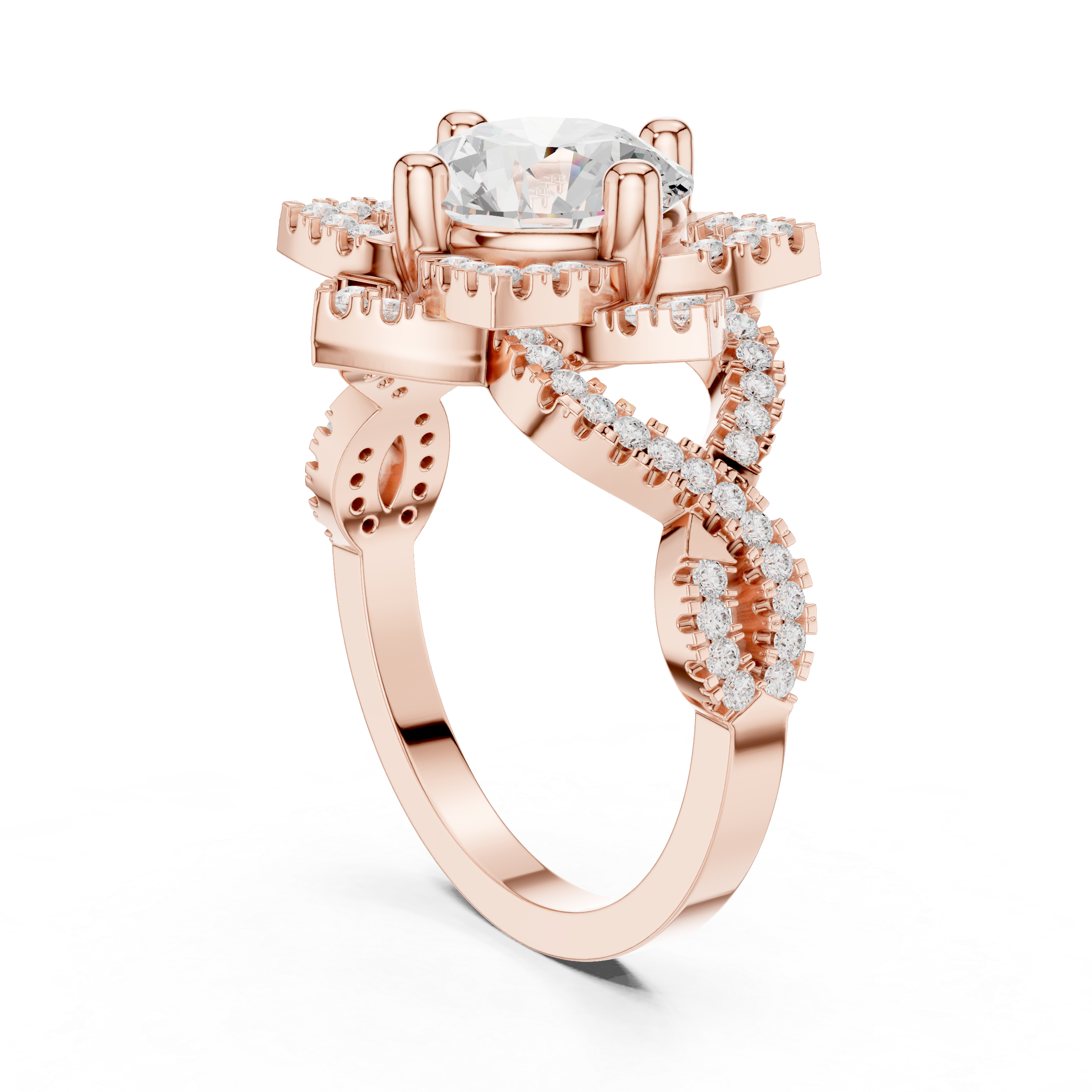 Vintage Floral Diamond Engagement Ring