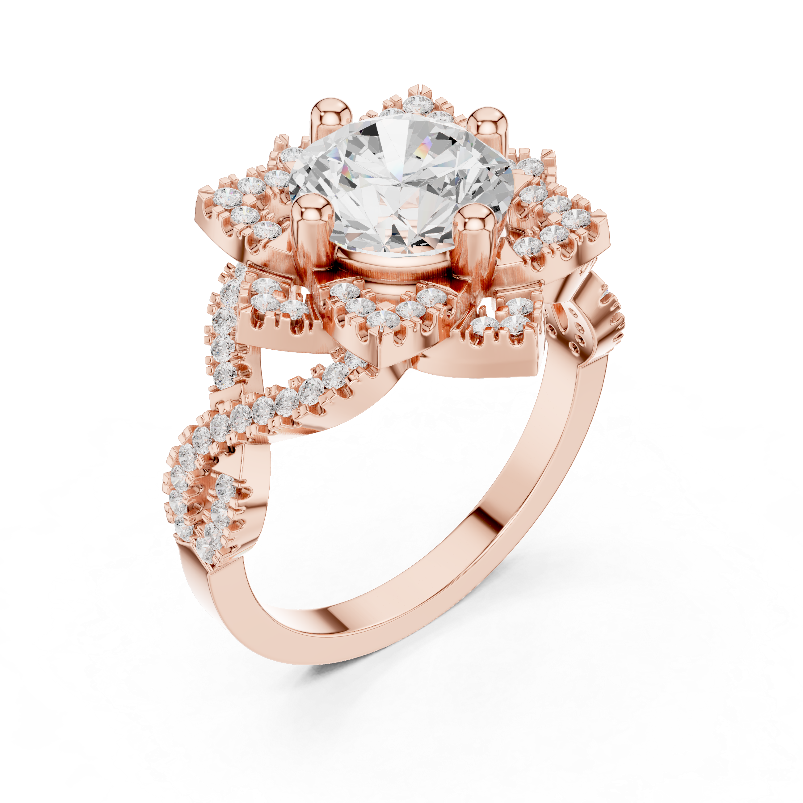 Vintage Floral Diamond Engagement Ring