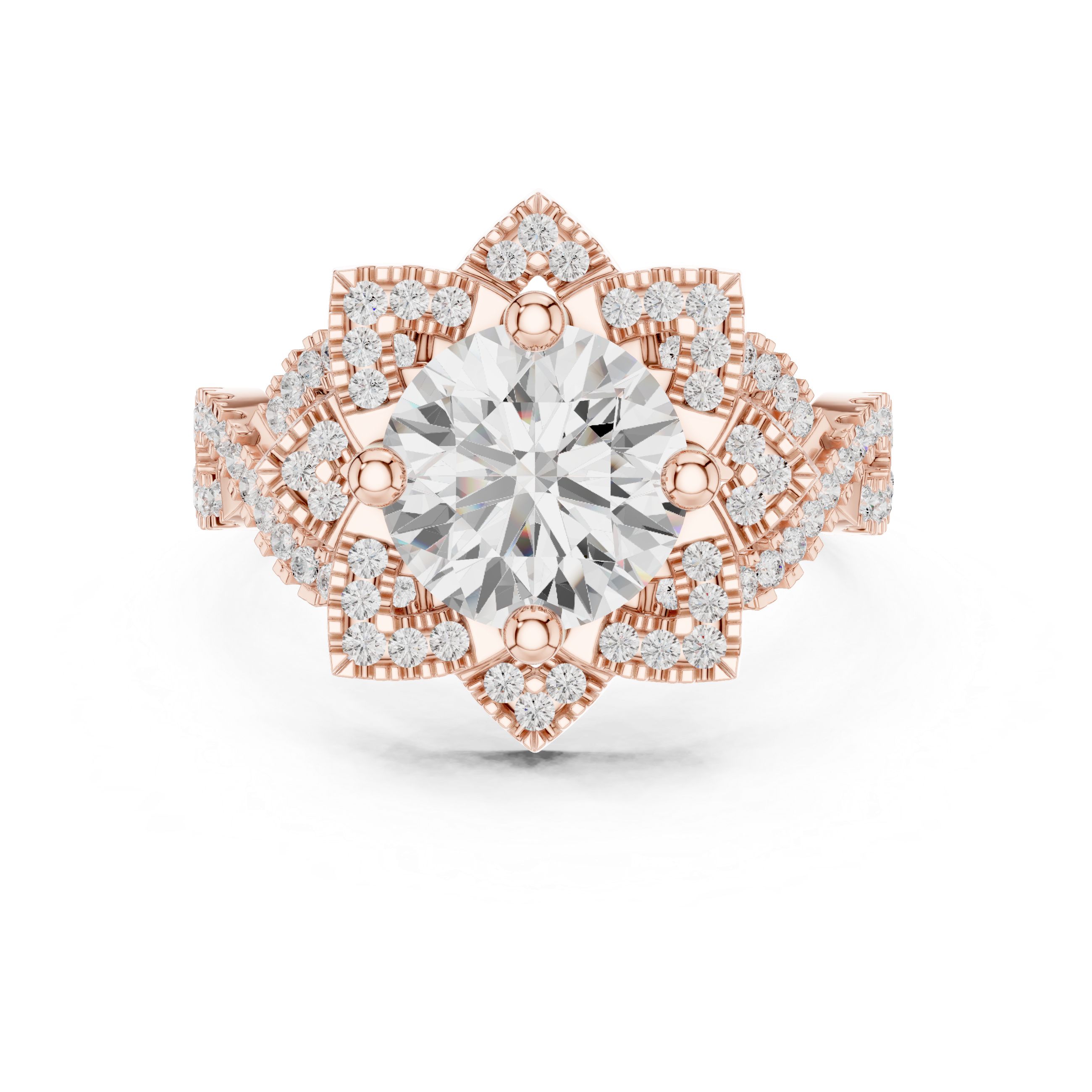 Vintage Floral Diamond Engagement Ring