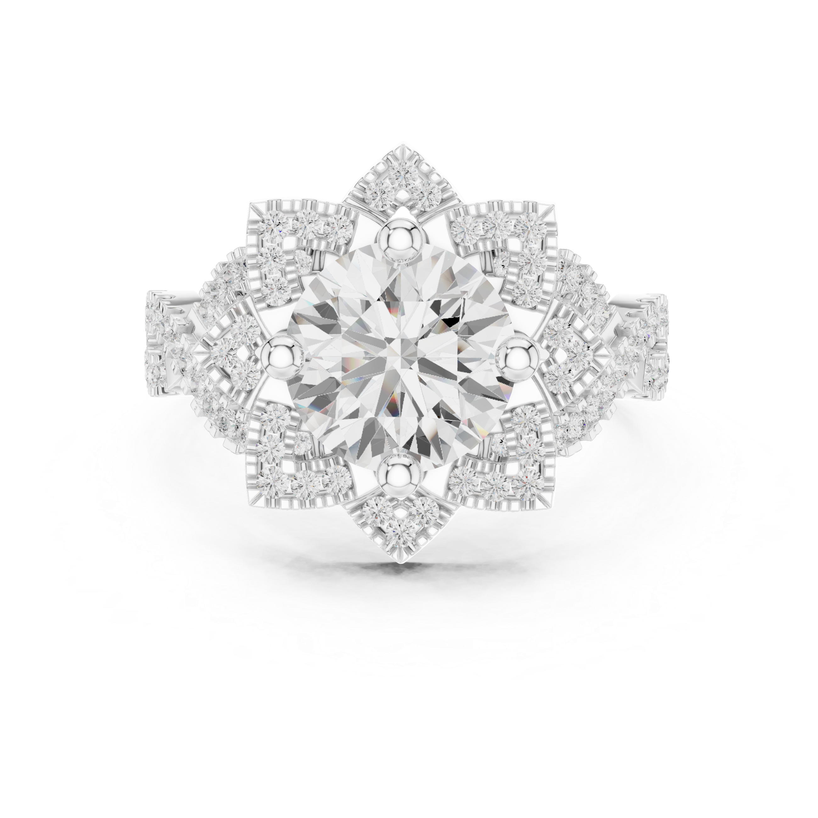 Vintage Floral Diamond Engagement Ring