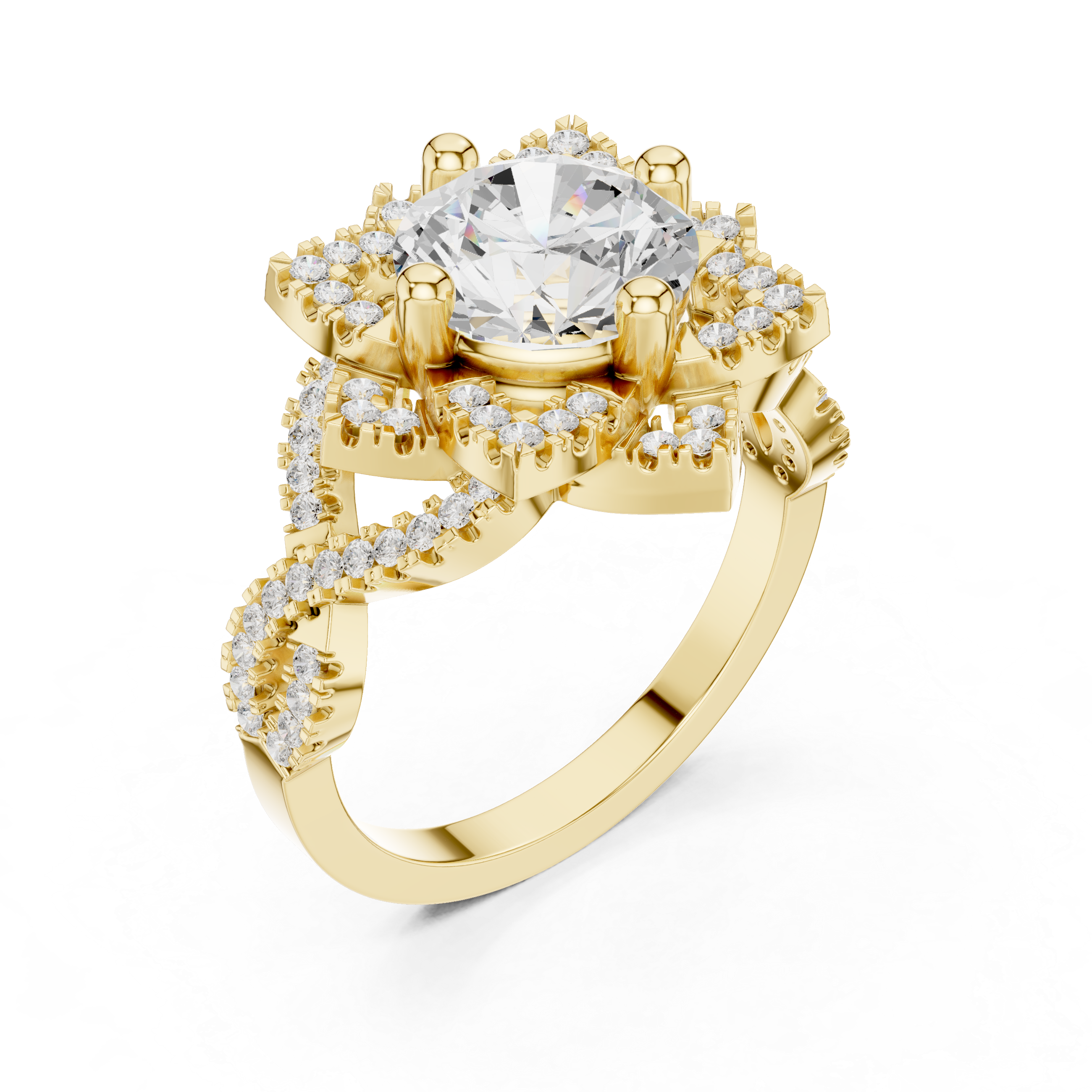 Vintage Floral Diamond Engagement Ring