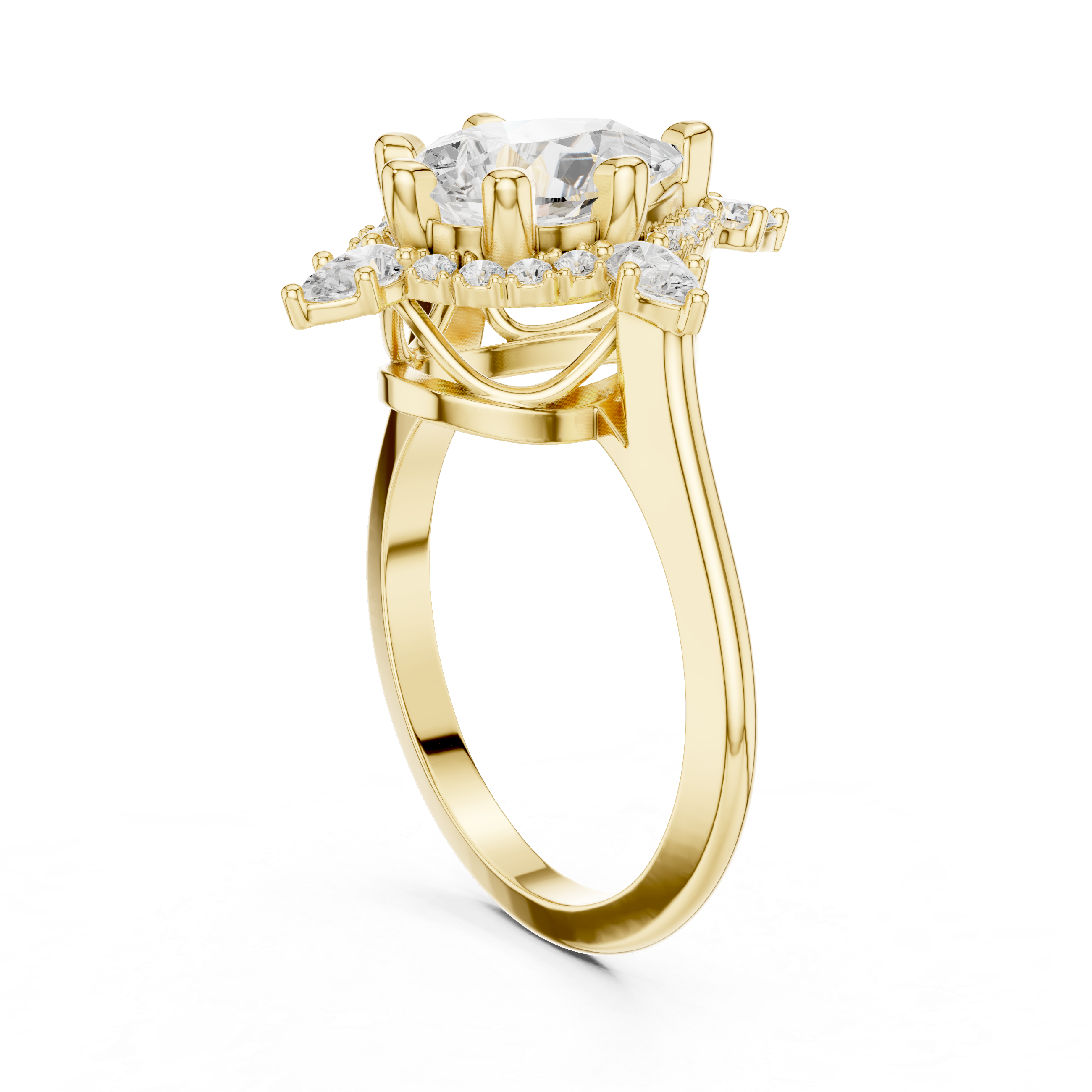 Vintage Pear Halo Diamond Engagement Ring