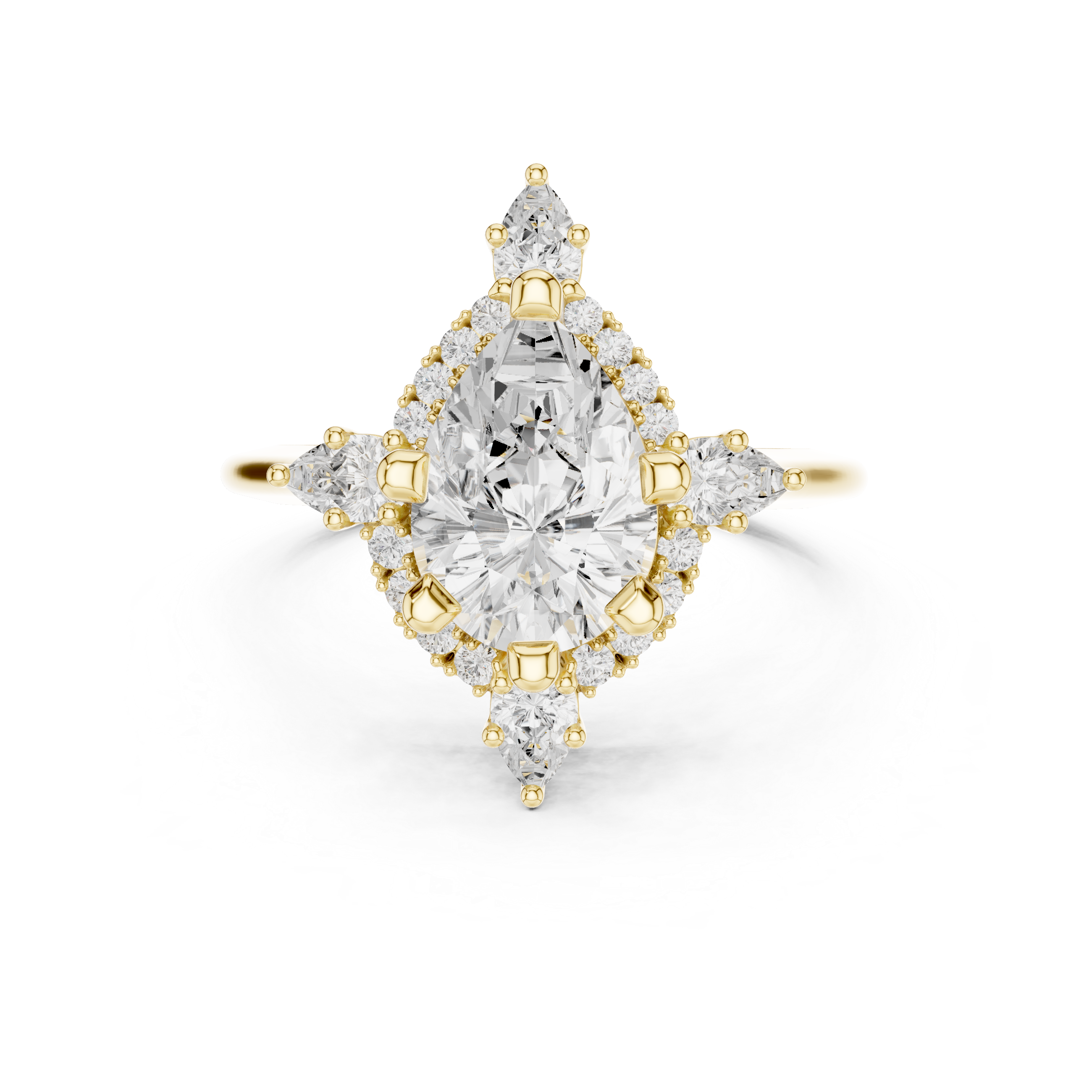 Vintage Pear Halo Diamond Engagement Ring