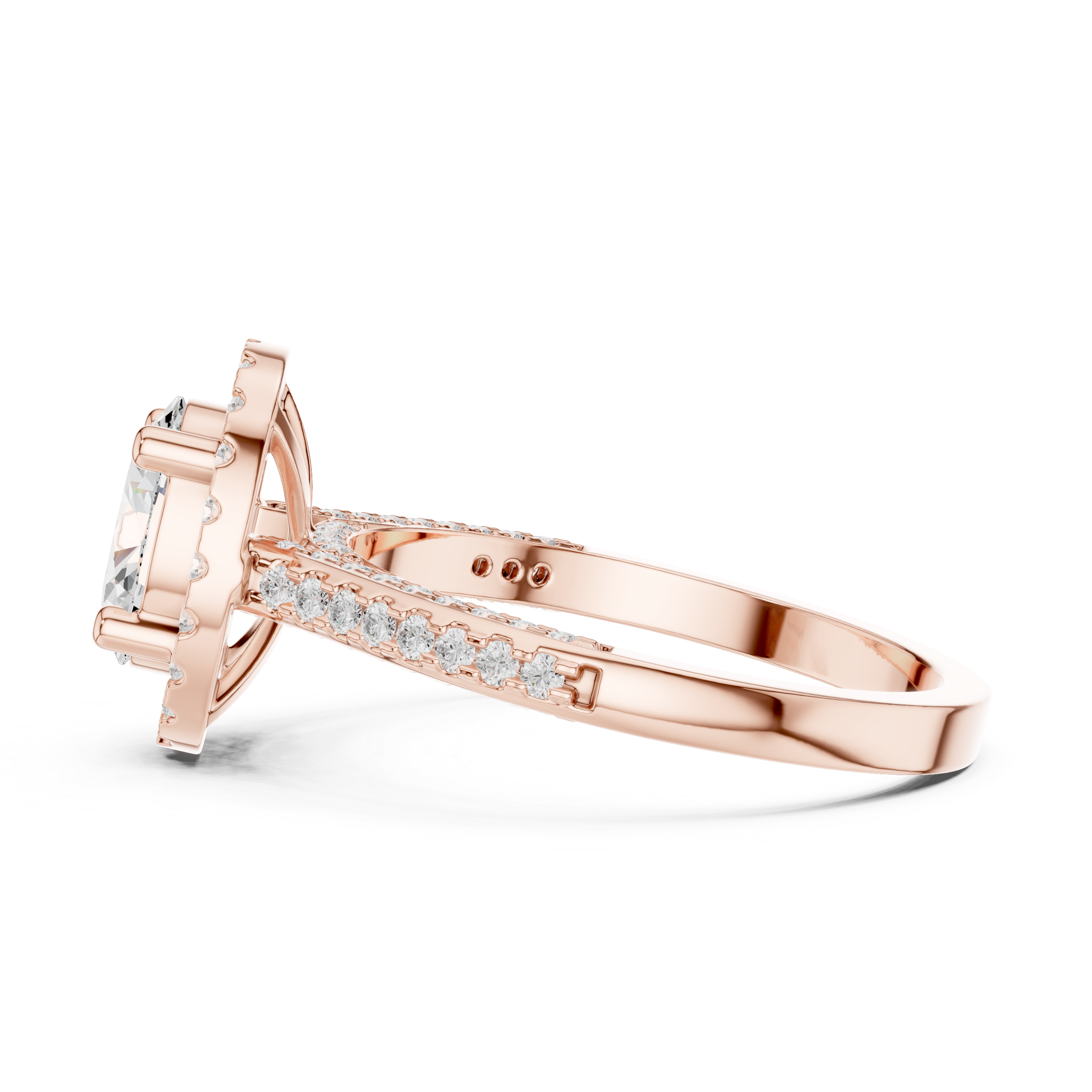 Oval Halo Diamond Engagement Ring with Pavé Band