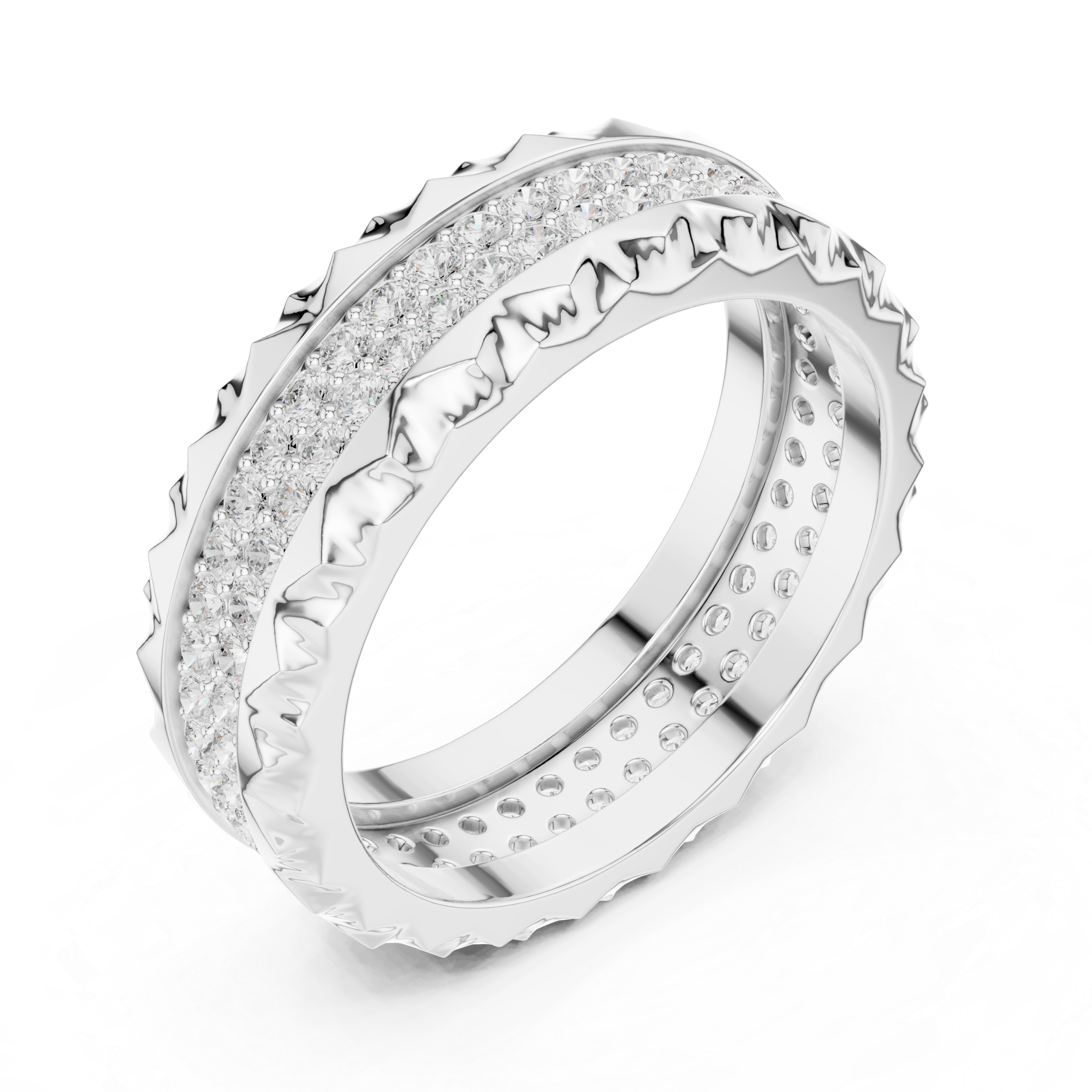 Textured Diamond Eternity Wedding Band
