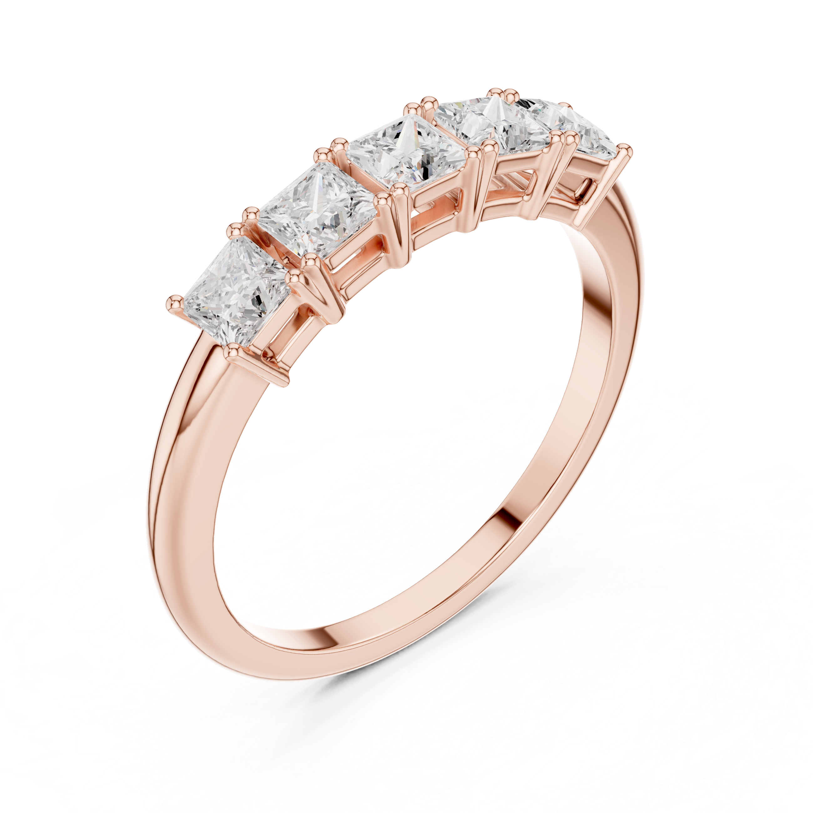Five Princess Cut Diamond Wedding Band