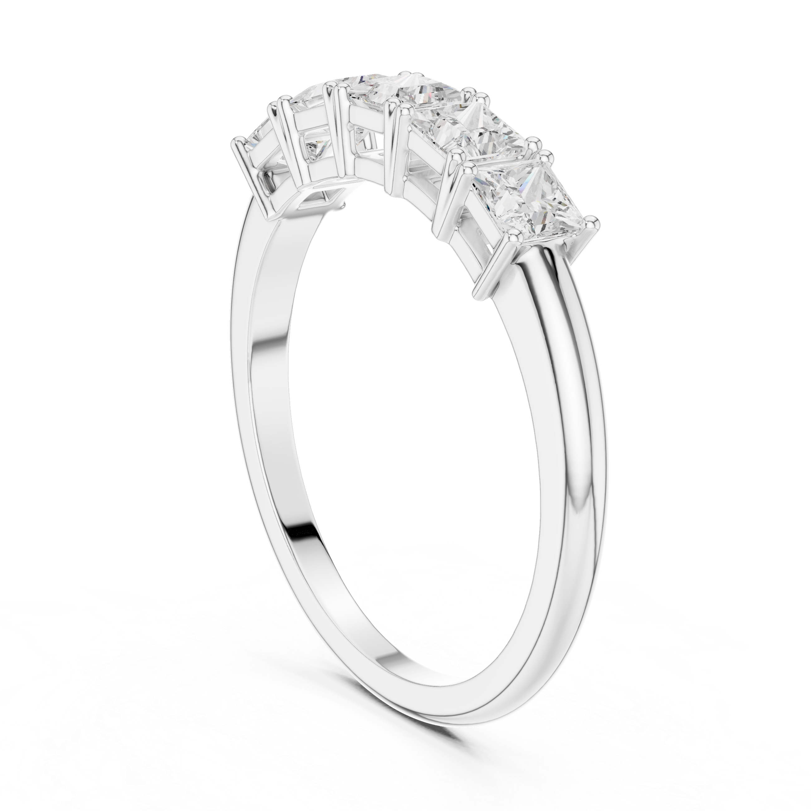 Five Princess Cut Diamond Wedding Band