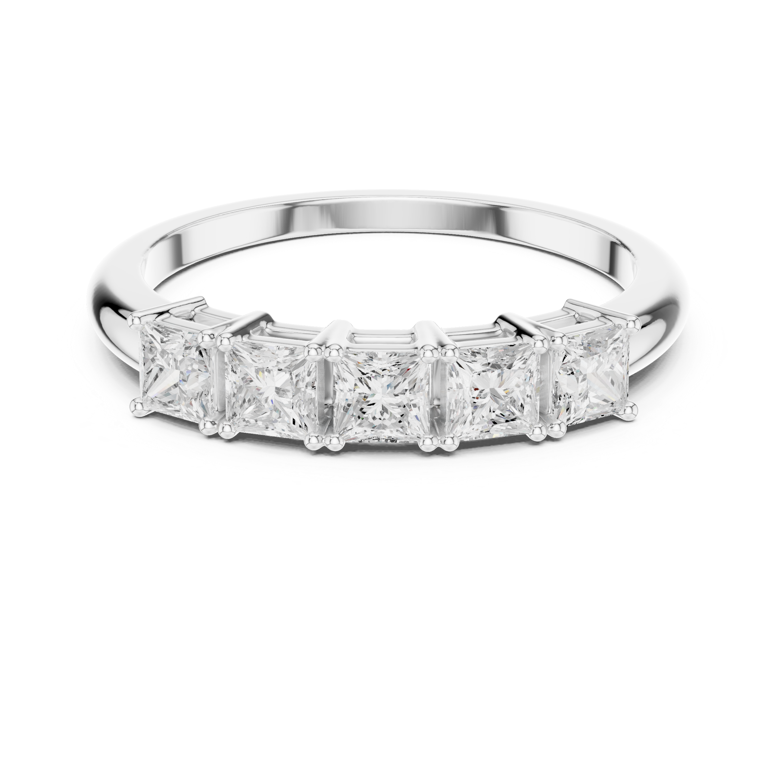 Five Princess Cut Diamond Wedding Band