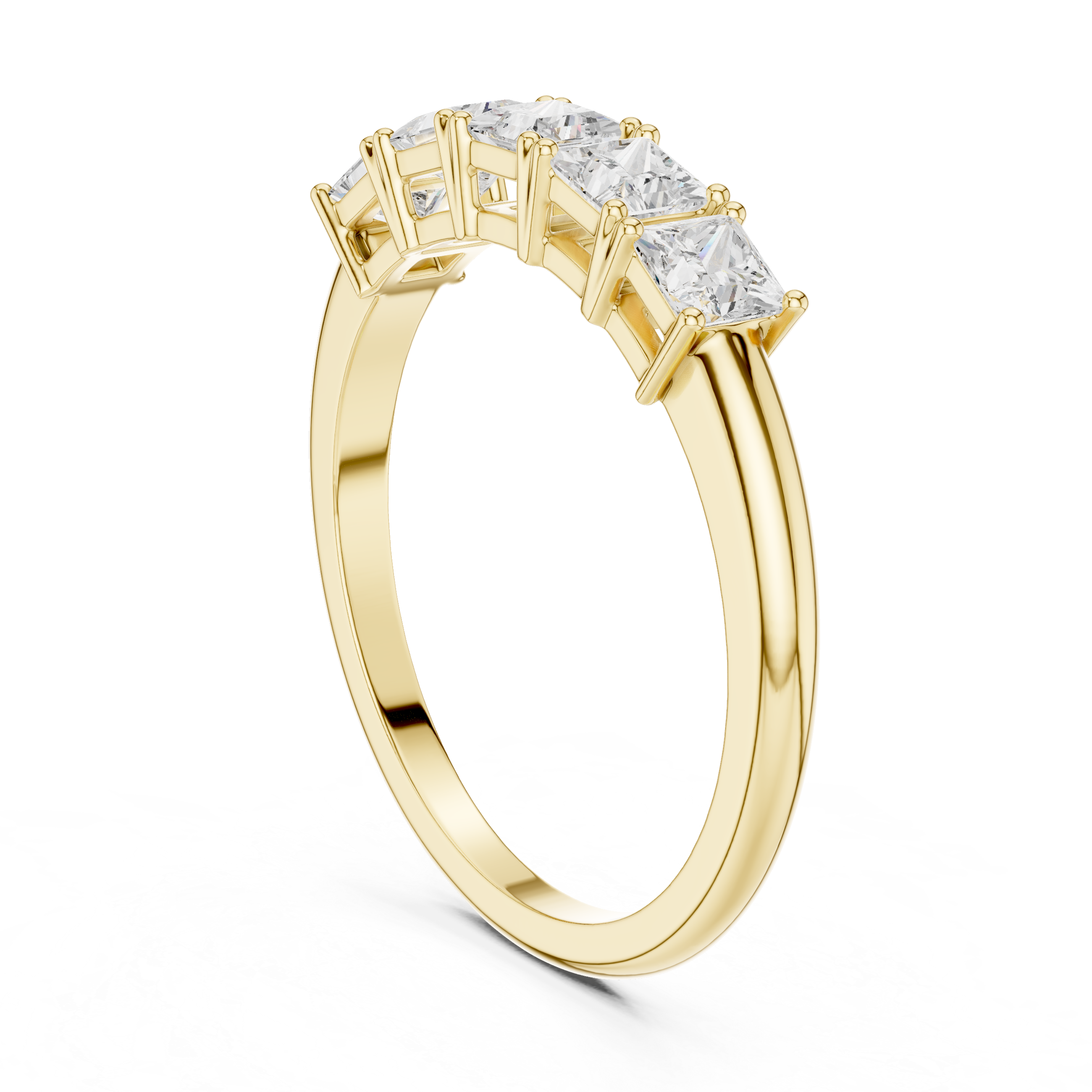 Five Princess Cut Diamond Wedding Band