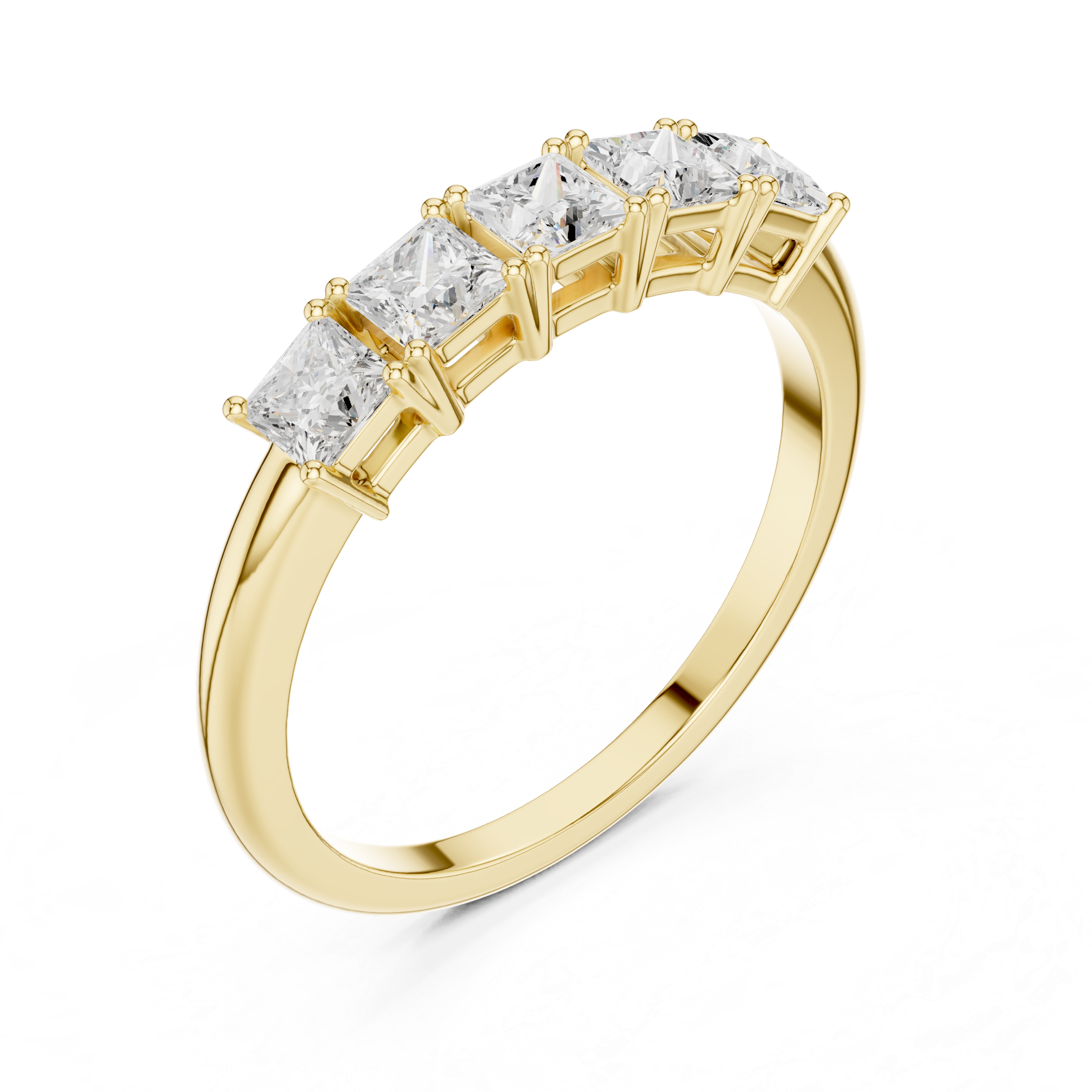 Five Princess Cut Diamond Wedding Band