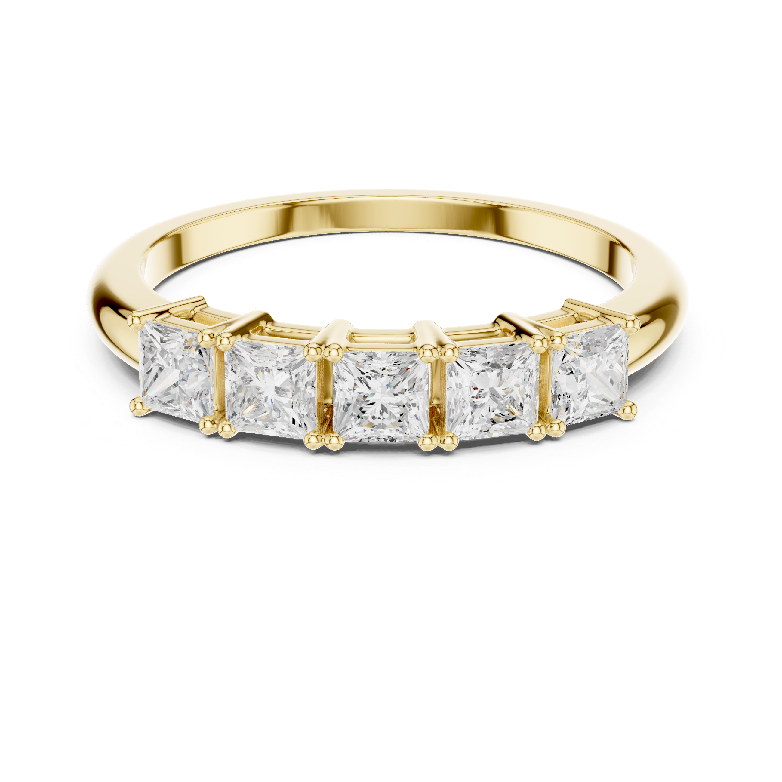 Five Princess Cut Diamond Wedding Band
