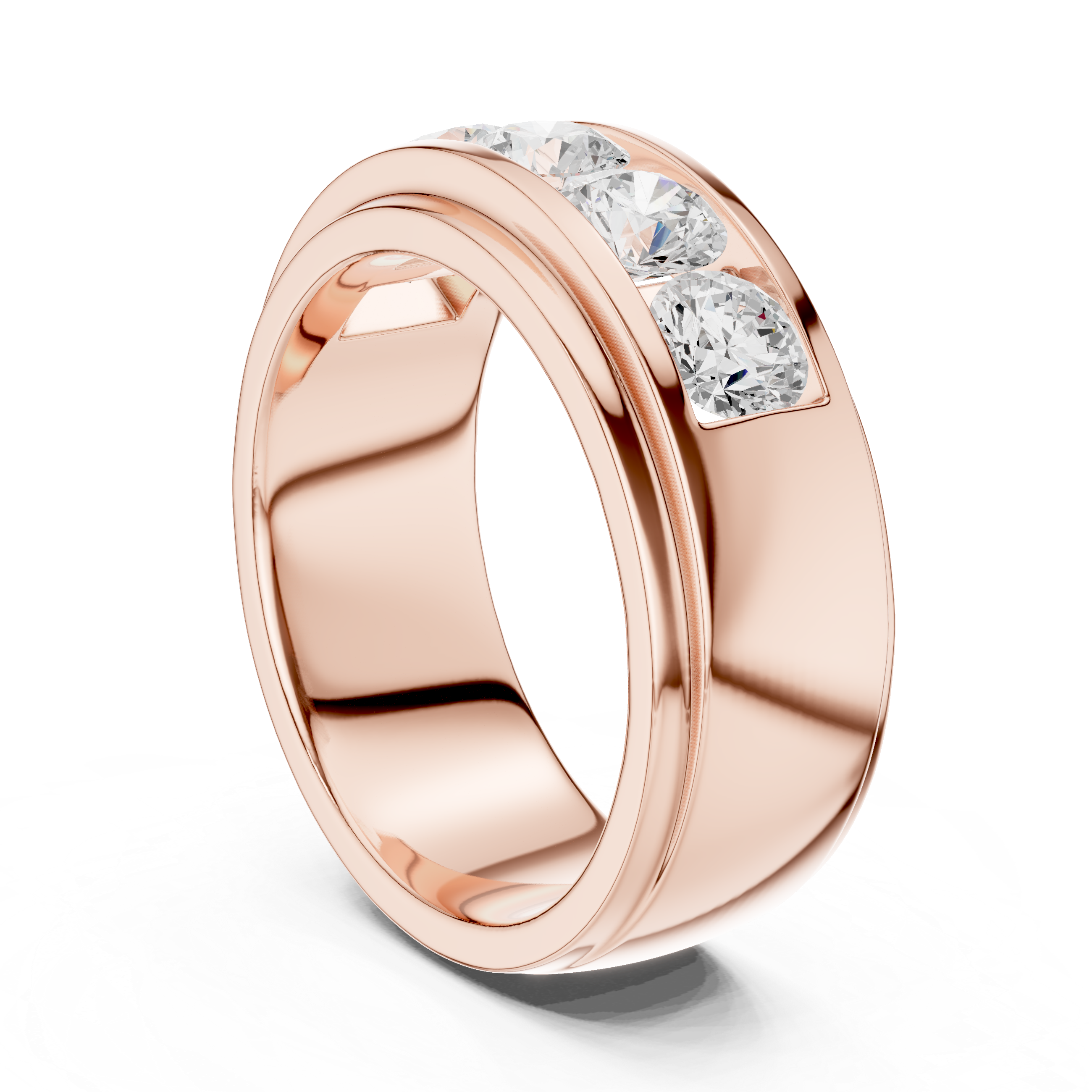 Five Stone Diamond Channel Wedding Band