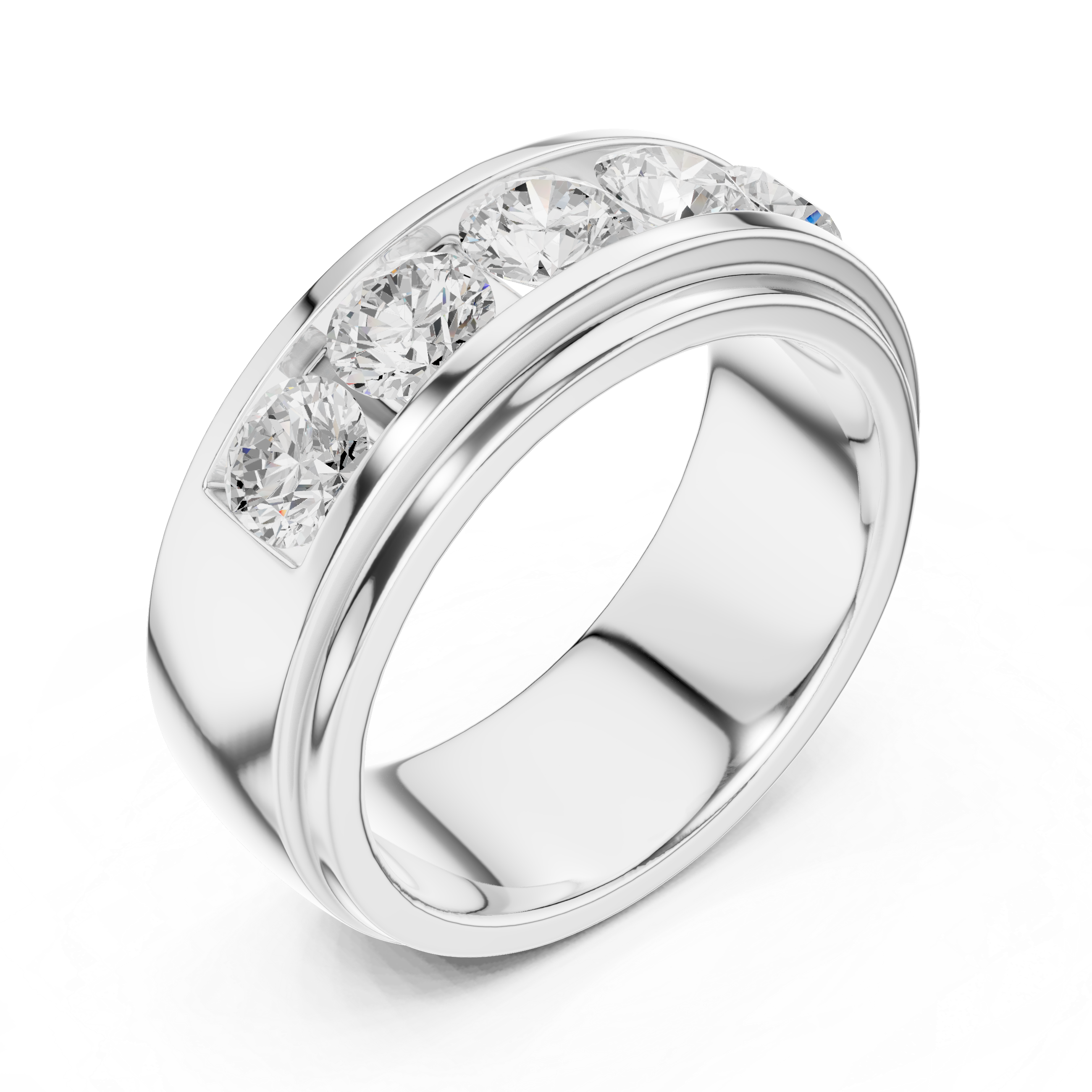 Five Stone Diamond Channel Wedding Band