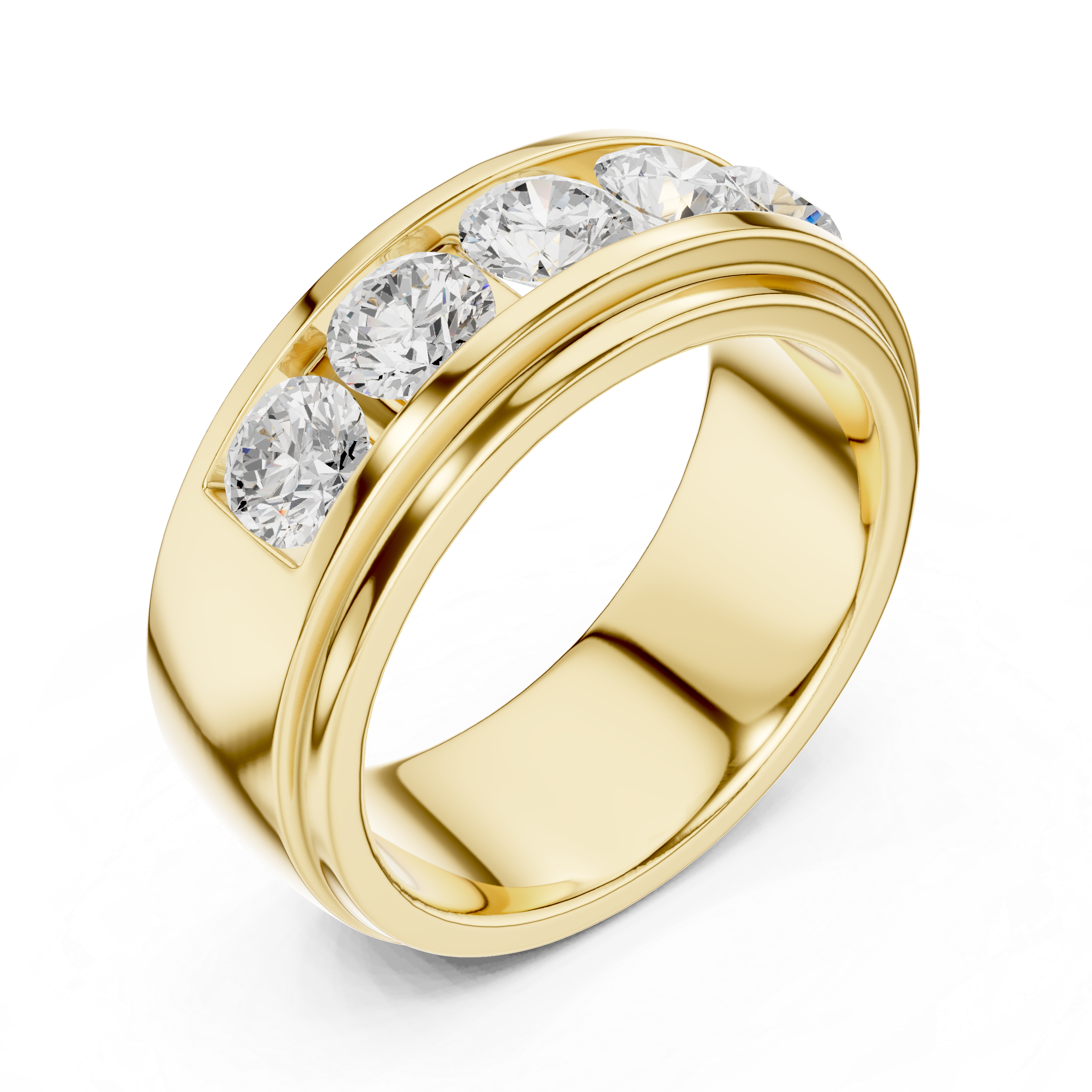Five Stone Diamond Channel Wedding Band