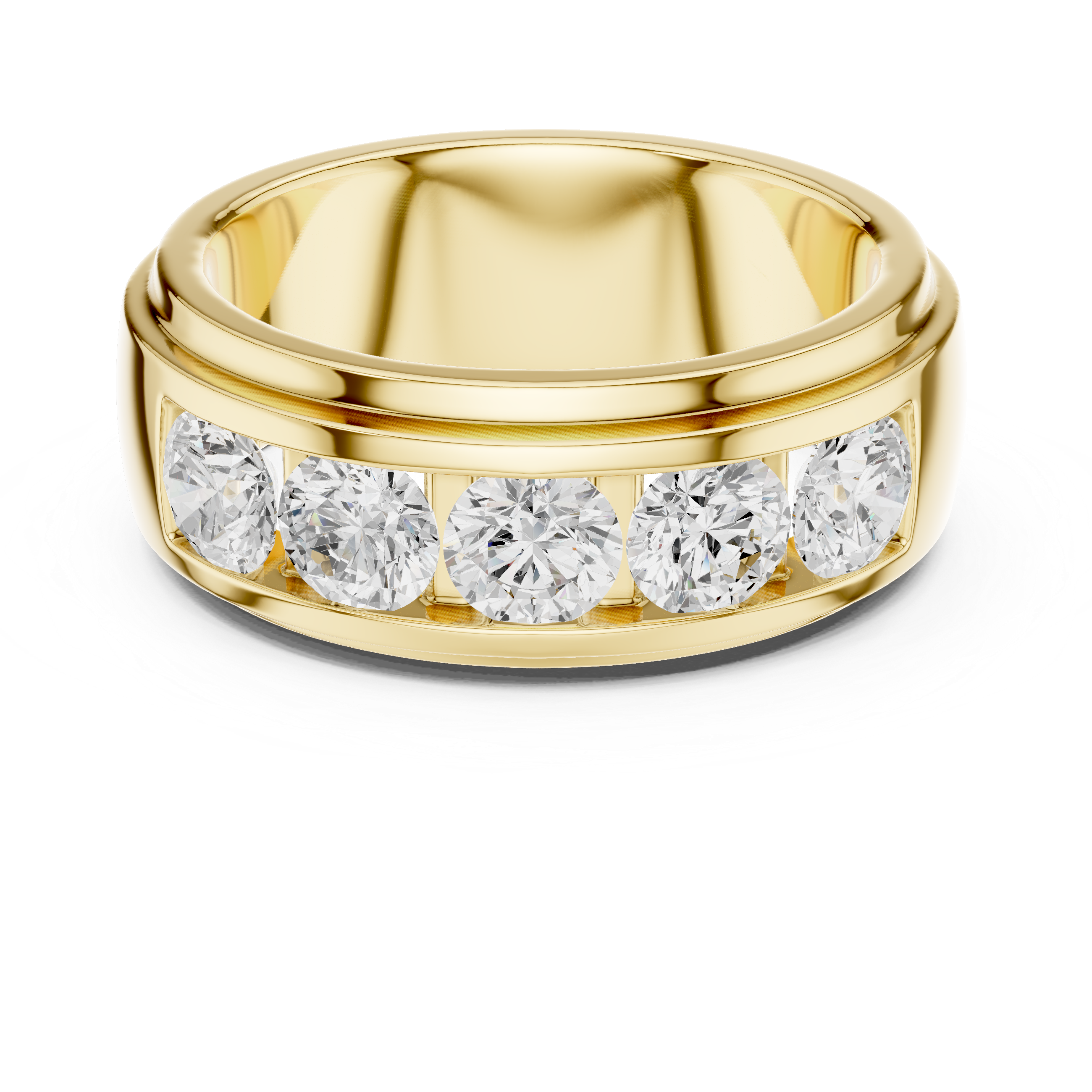Five Stone Diamond Channel Wedding Band