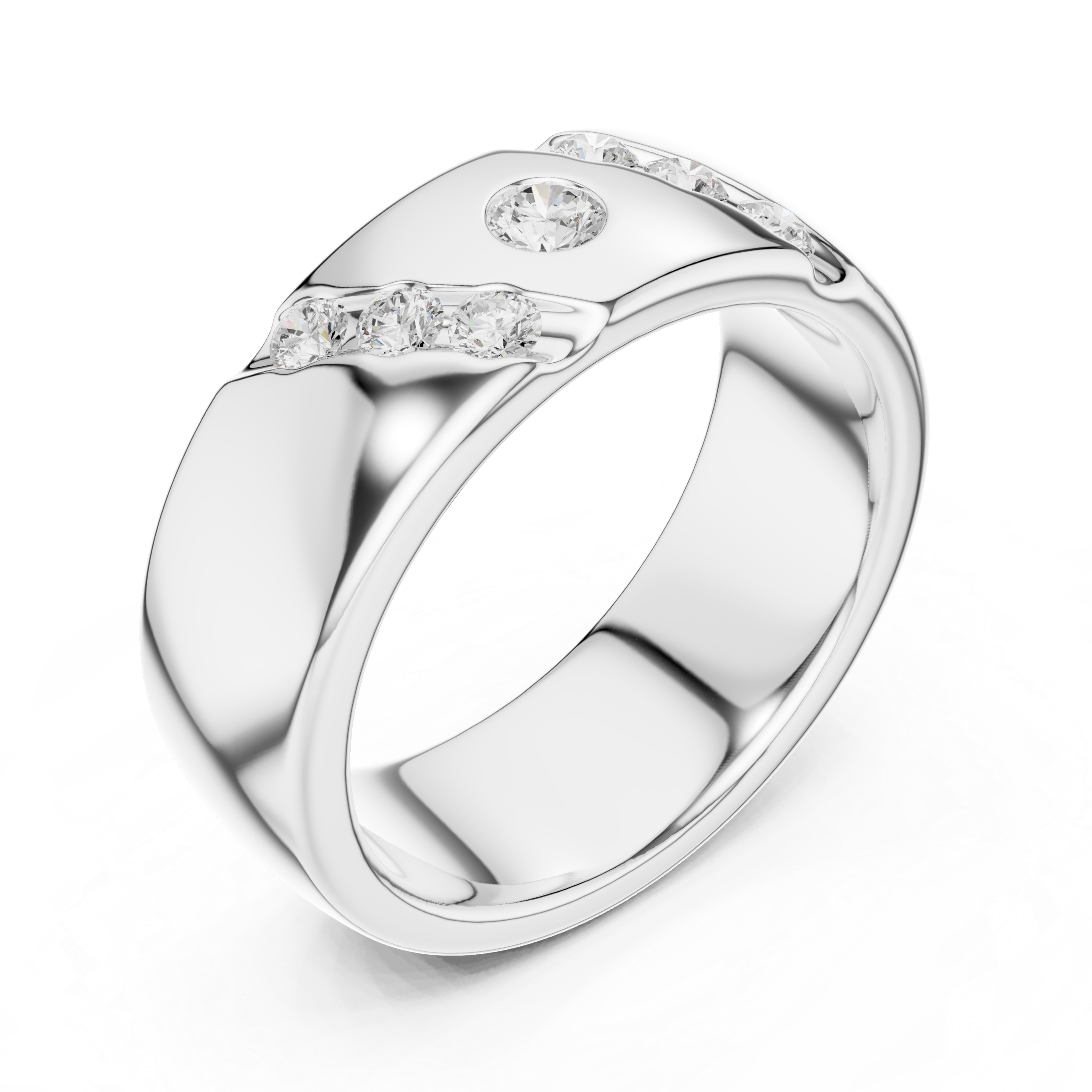 Modern Diamond Accent Wedding Band