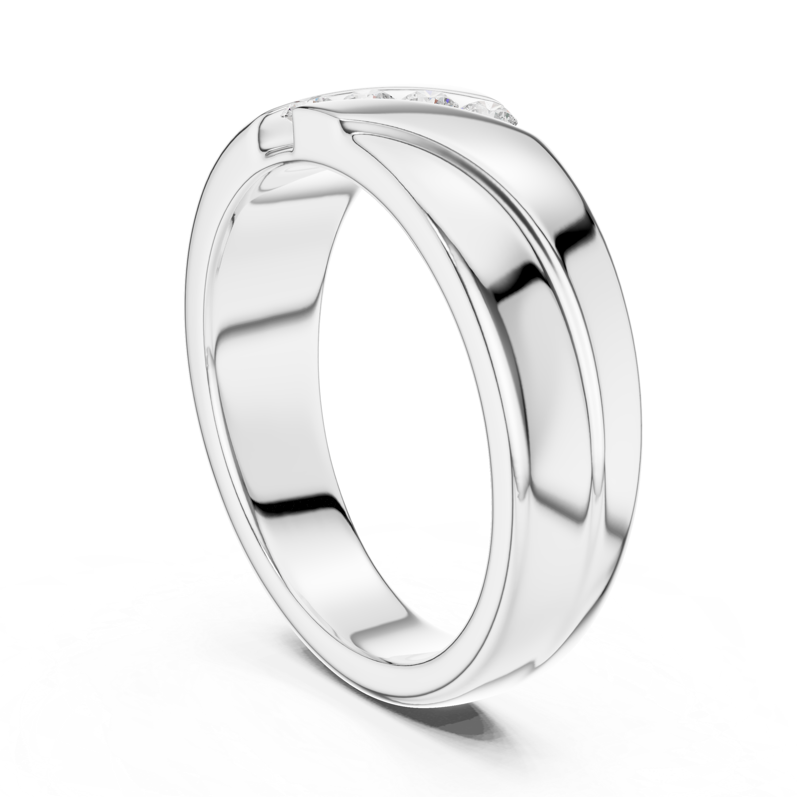 Modern Diamond Channel Wedding Band